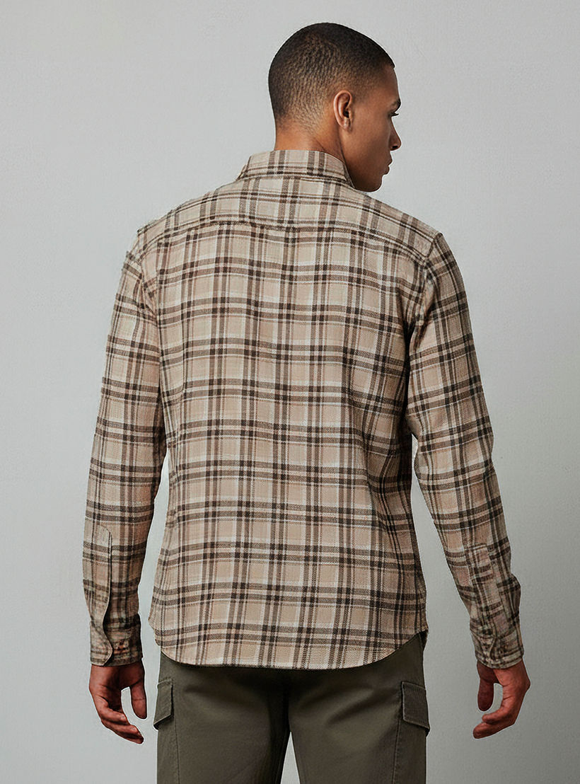 قميص رجالي كاروهات بأكمام طويلة وياقة عادية من لي كوبر-men-clothing-shirts-image-2