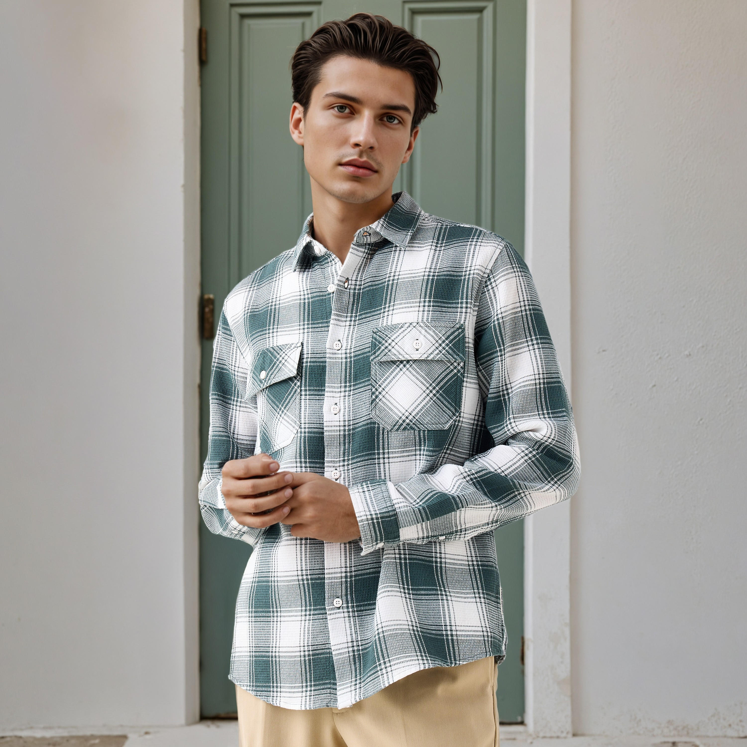 قميص كاروهات بقصّة عادية من لي كوبر-men-clothing-shirts-image-5