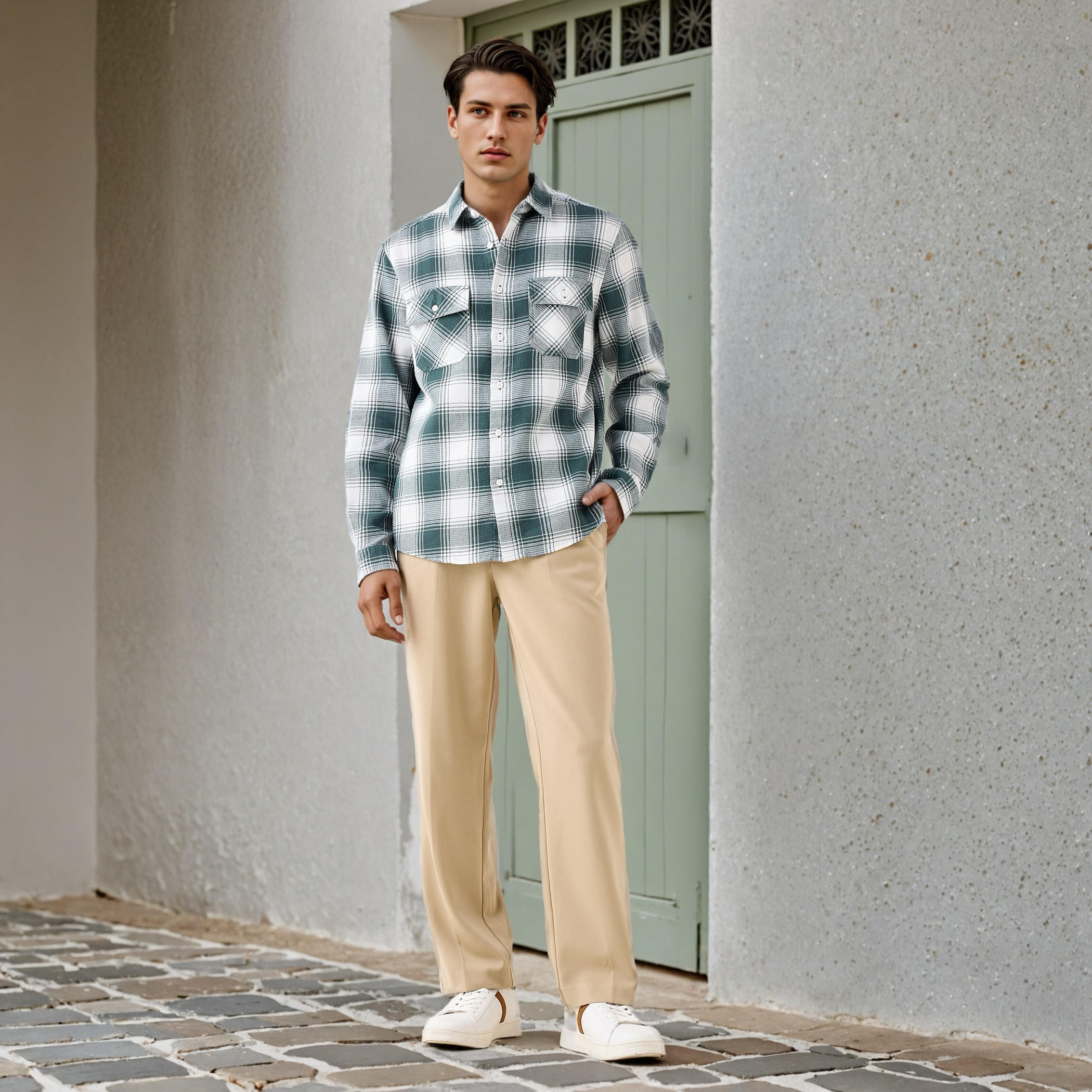 قميص كاروهات بقصّة عادية من لي كوبر-men-clothing-shirts-image-4