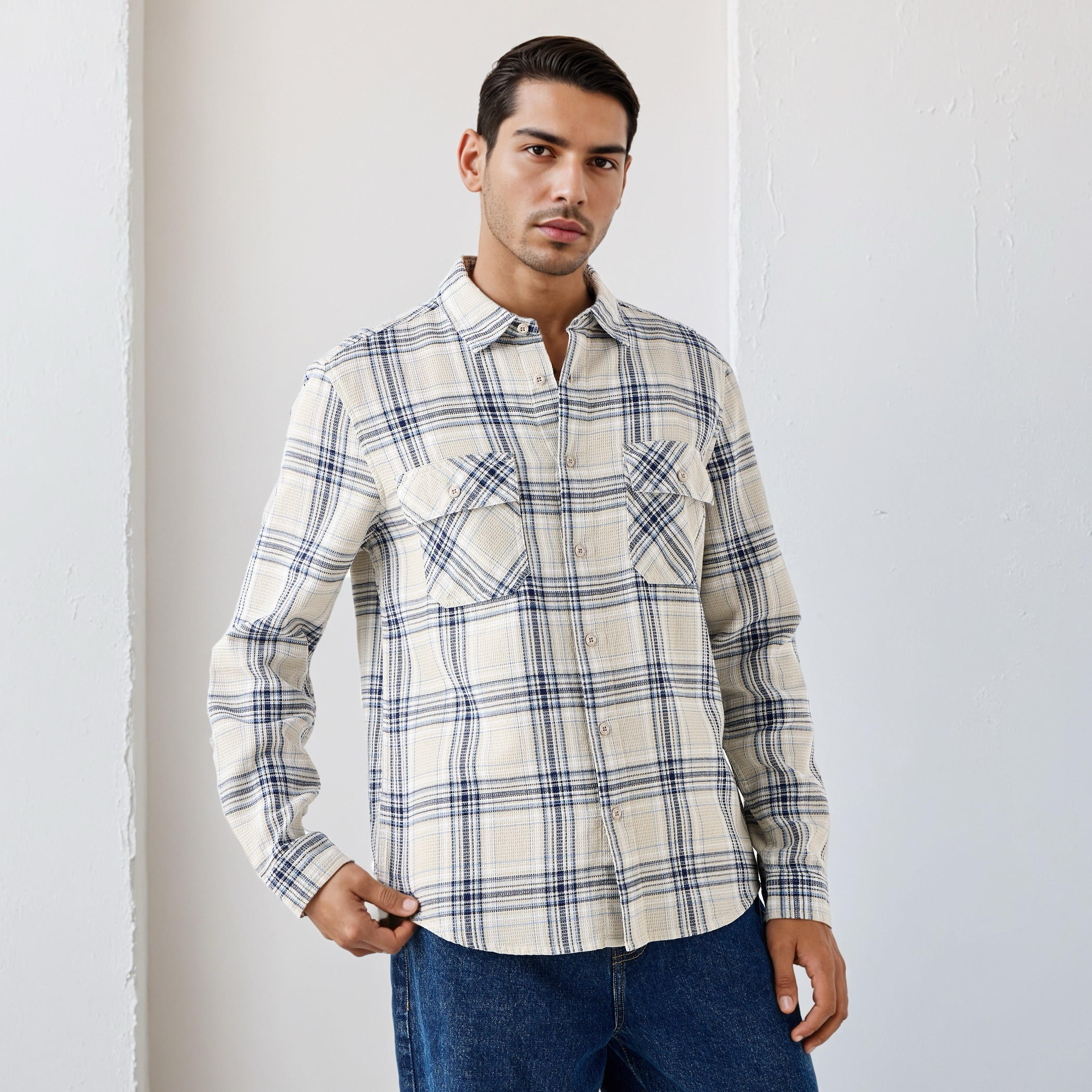قميص كاروهات بقصّة عادية من لي كوبر-men-clothing-shirts-image-5