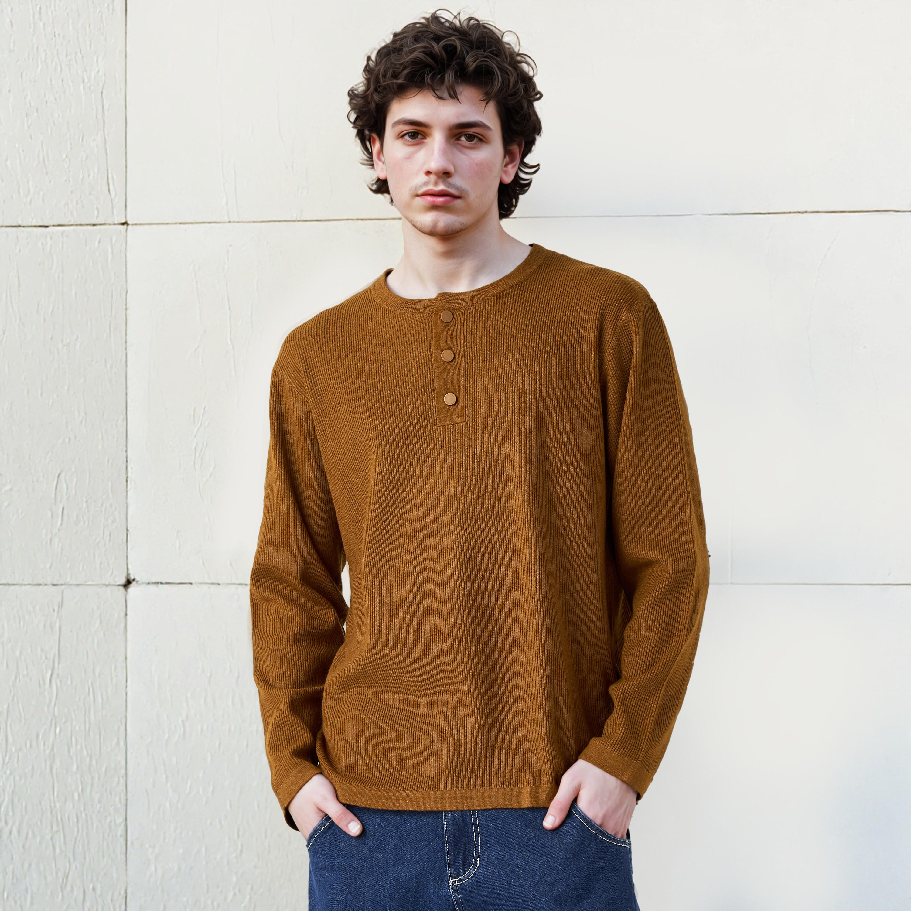 سويت شيرت مضلع بياقة هينلي من لي كوبر-men-winterwear-hoodiesandsweatshirts-image-7