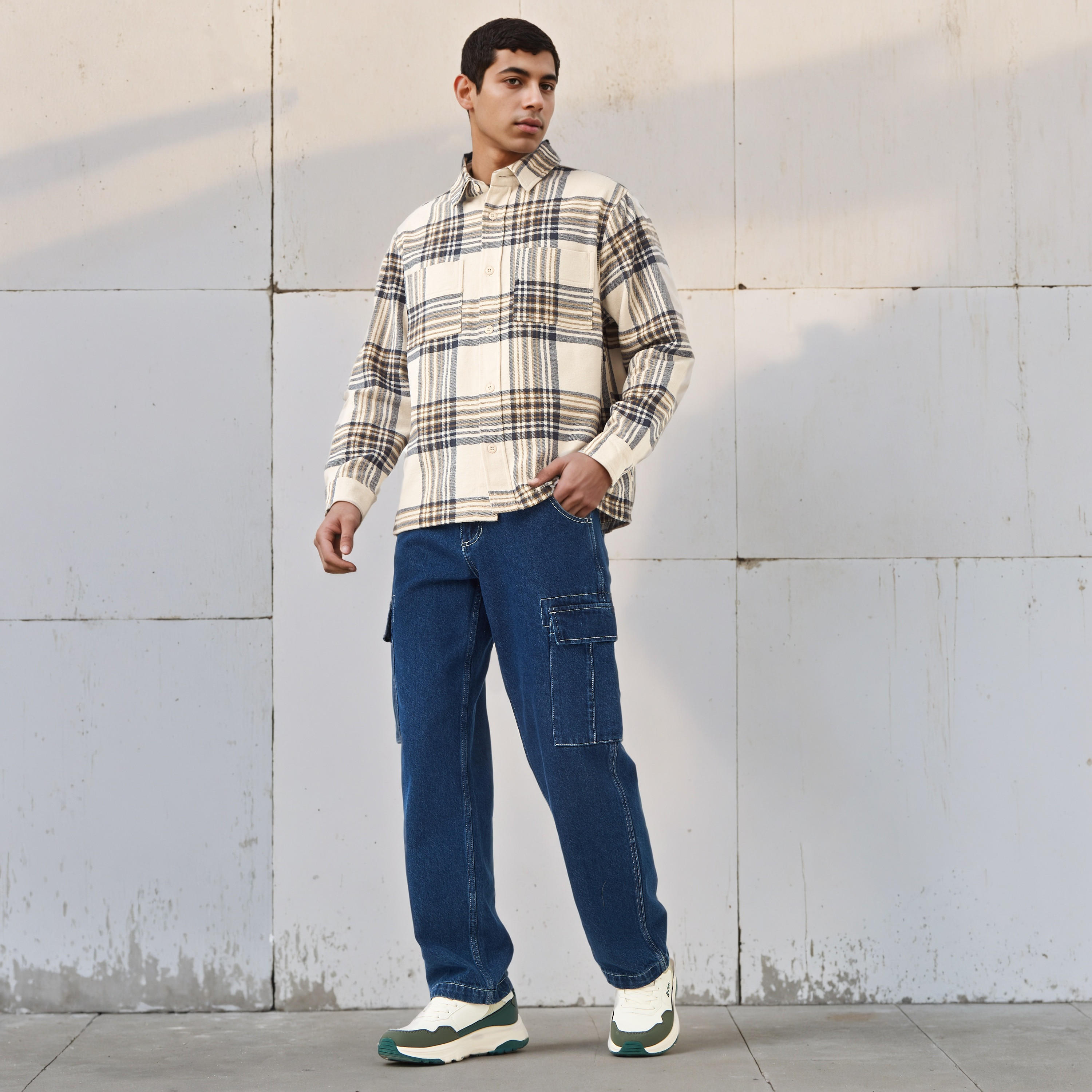 Lee Cooper Men Regular Fit Checked Long Sleeves Shacket-men-clothing-shirts-image-2