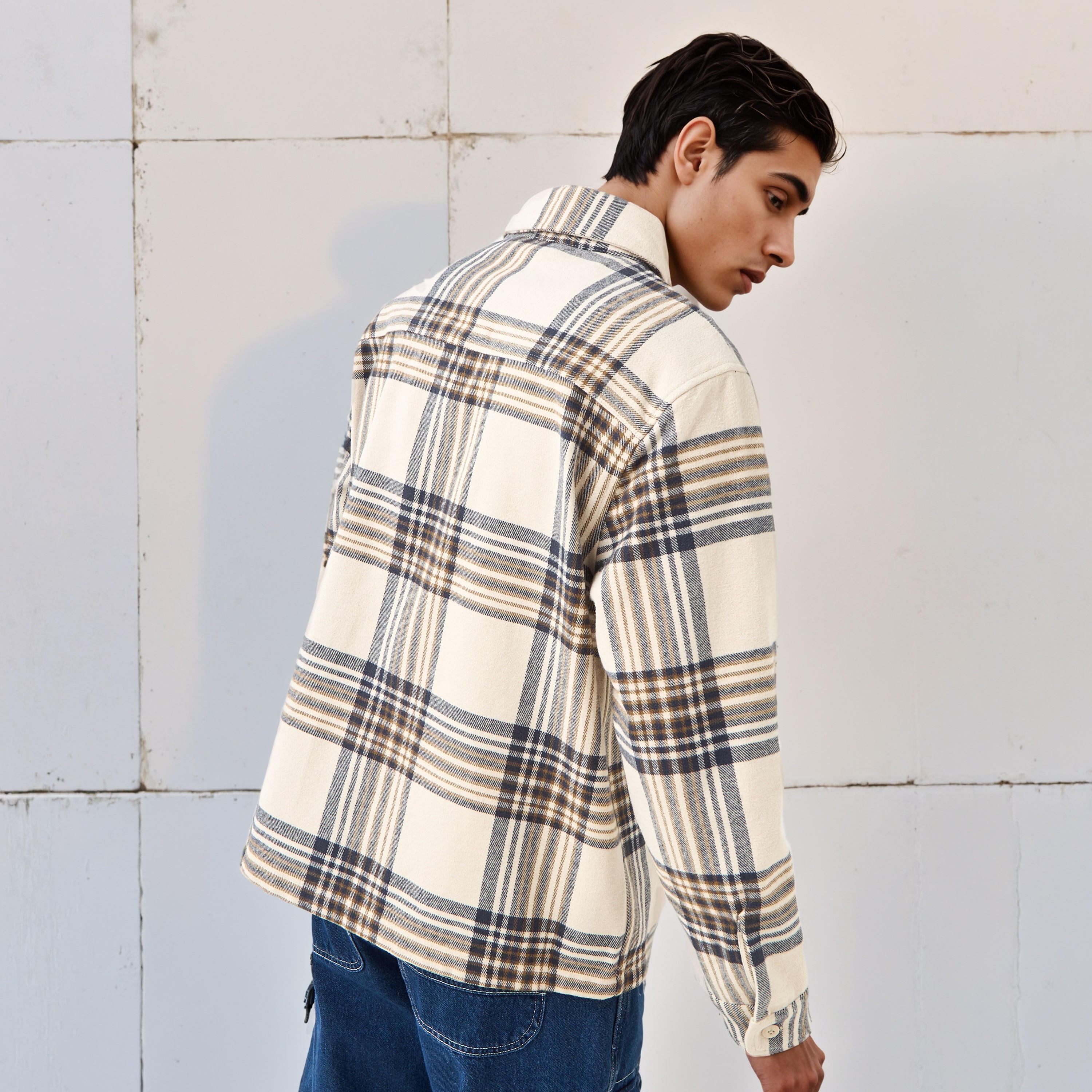 Lee Cooper Men Regular Fit Checked Long Sleeves Shacket-men-clothing-shirts-image-3