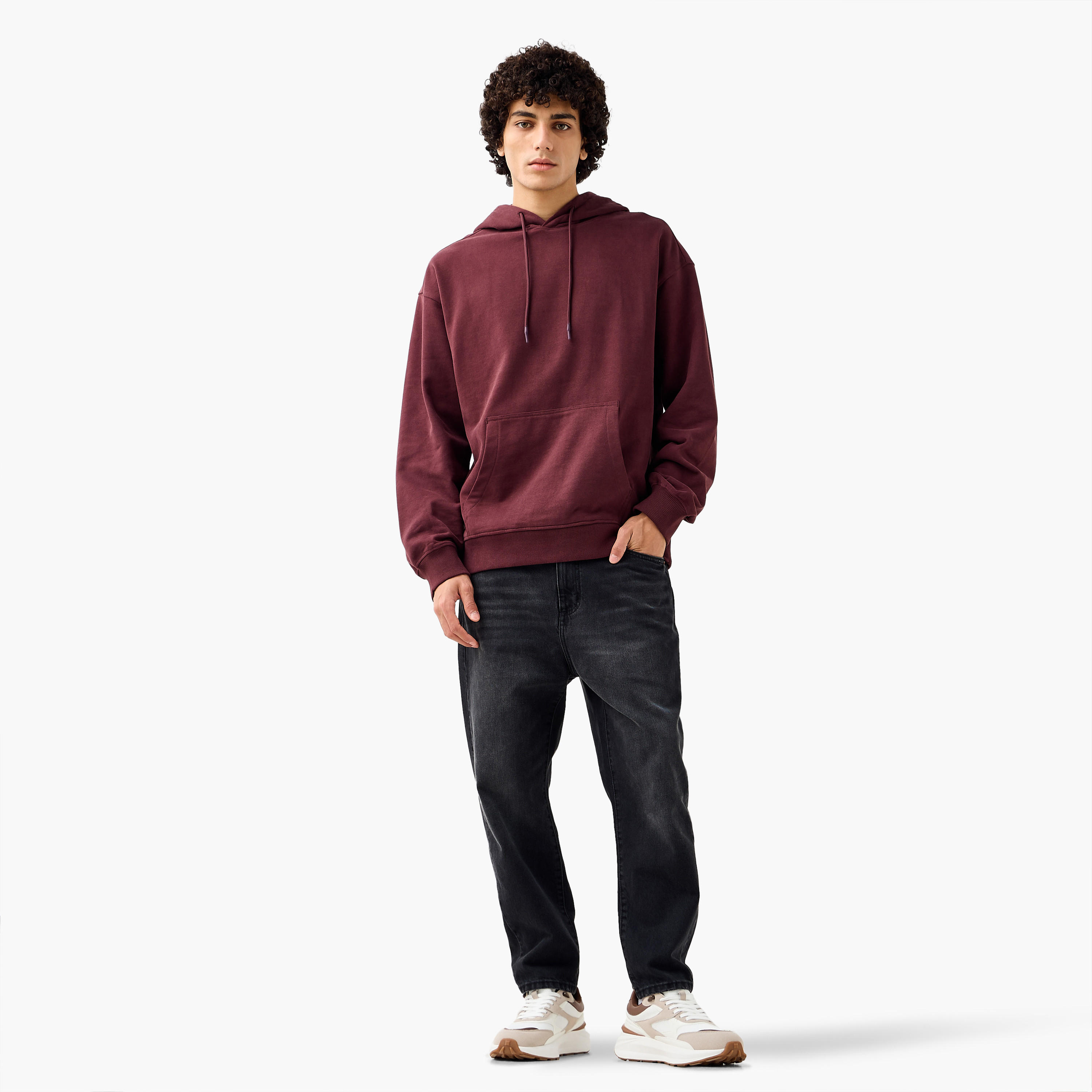 Lee Cooper Men Kangaroo Pocket Cotton Hooded Sweatshirt-men-winterwear-hoodiesandsweatshirts-image-2