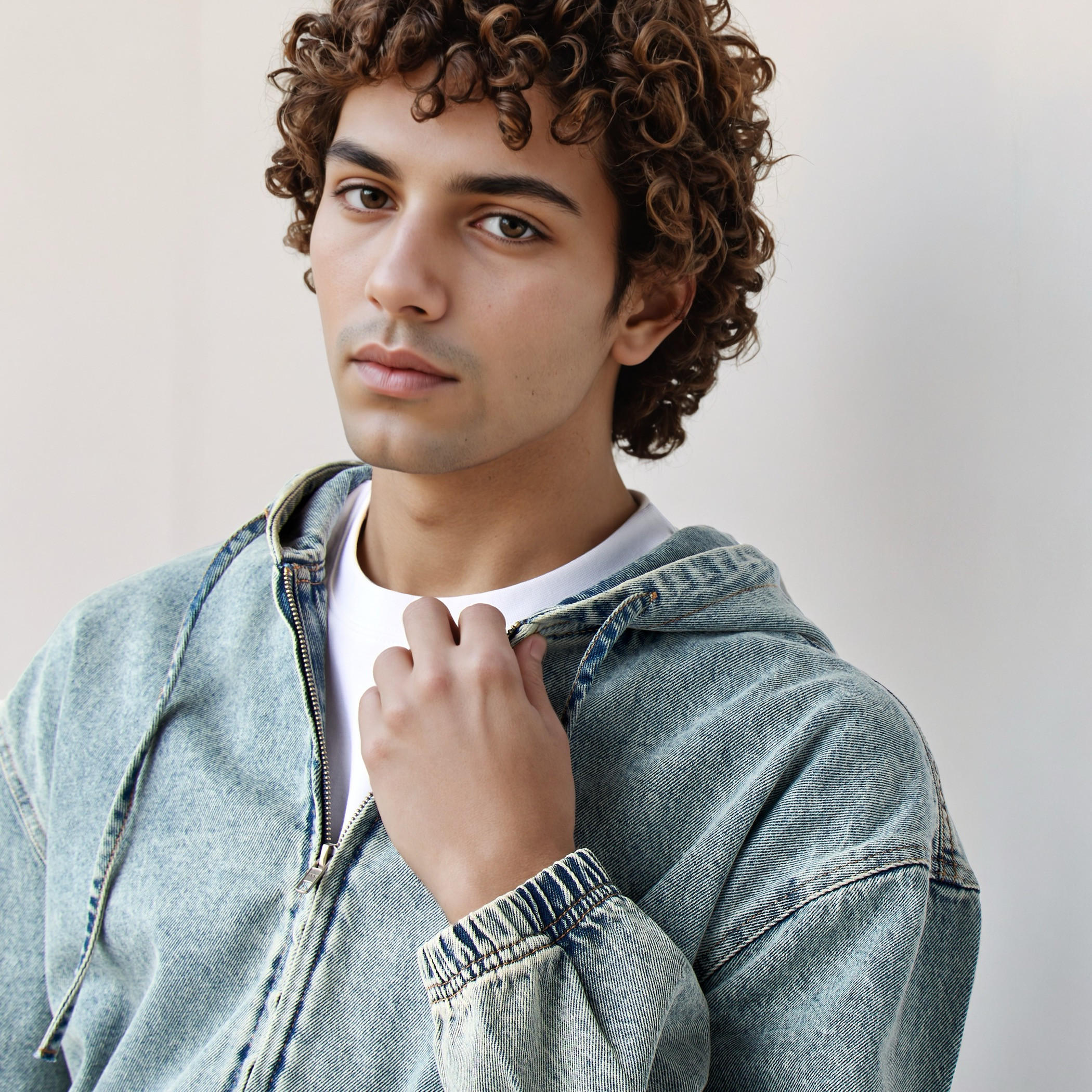 هودي دينم بسحاب إغلاق من لي كوبر-men-winterwear-hoodiesandsweatshirts-image-2