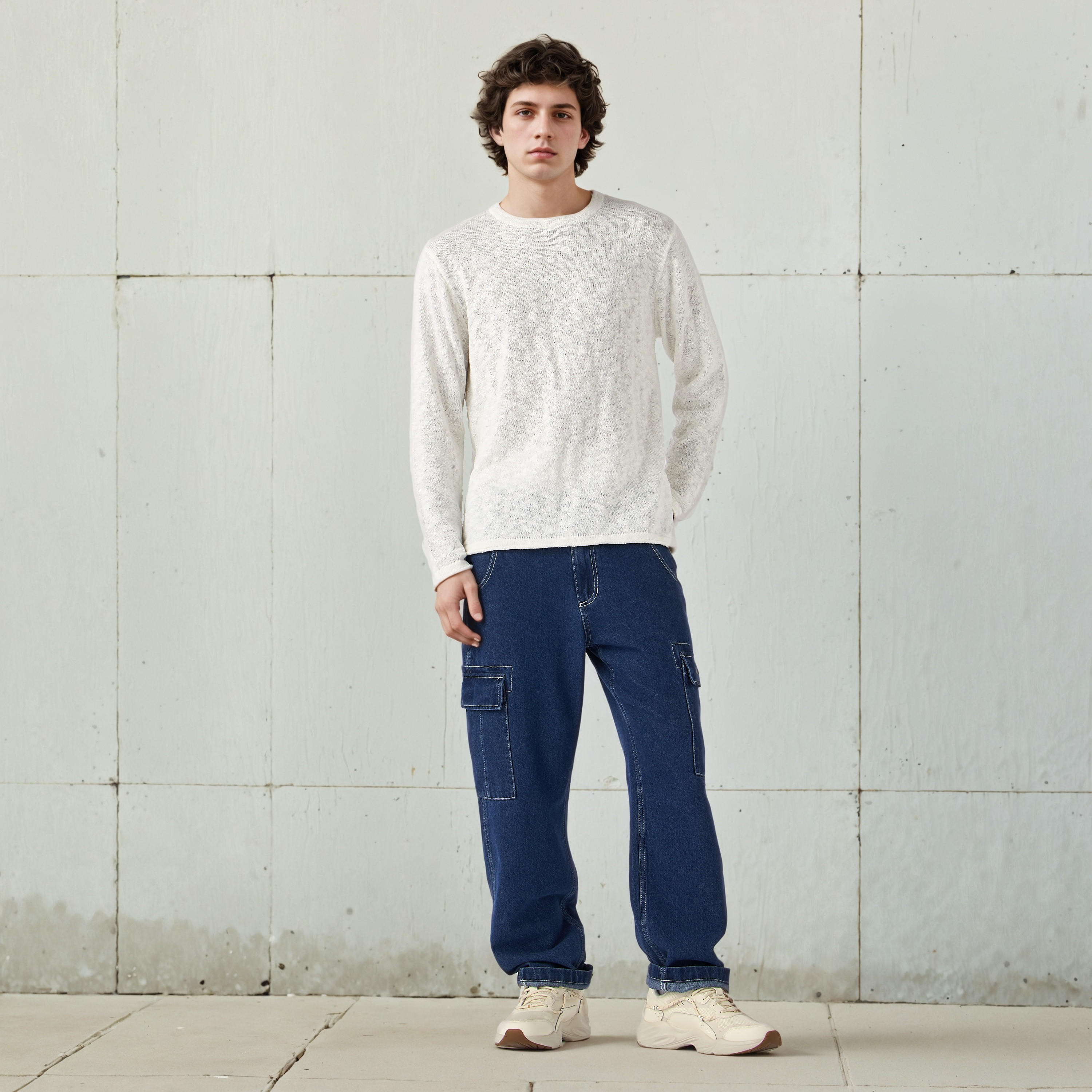 تيشيرت بارز الملمس بياقة ضيقة من لي كوبر-men-clothing-tshirtsandpolos-tshirts-image-5