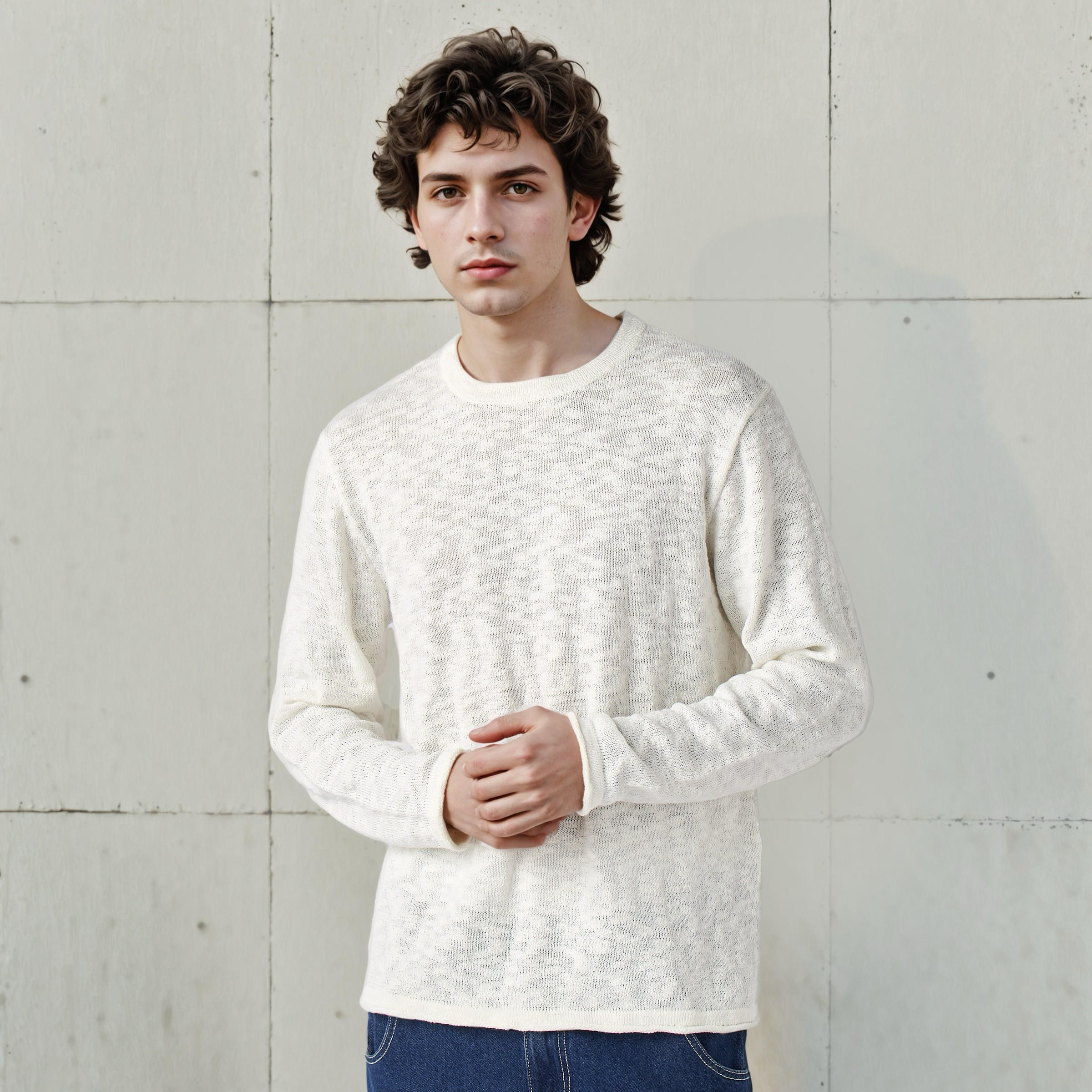 تيشيرت بارز الملمس بياقة ضيقة من لي كوبر-men-clothing-tshirtsandpolos-tshirts-image-5