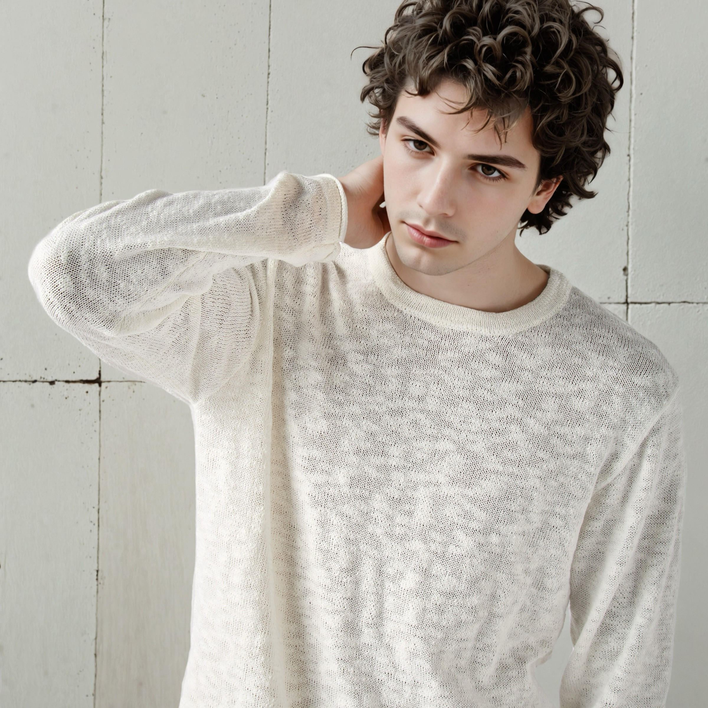 تيشيرت بارز الملمس بياقة ضيقة من لي كوبر-men-clothing-tshirtsandpolos-tshirts-image-1