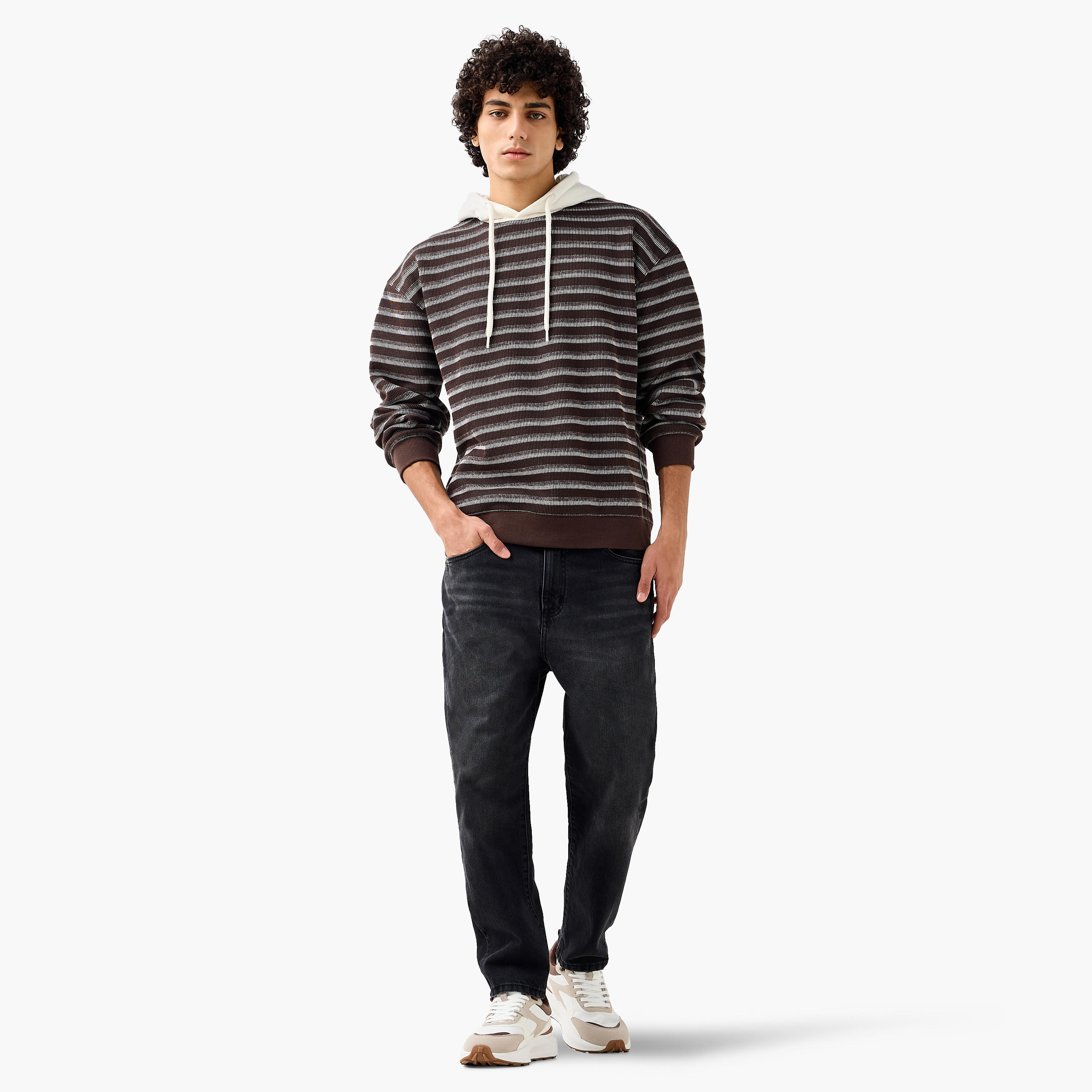 سويت شيرت مقلم بتصميم وافل للرجال من لي كوبر-men-winterwear-hoodiesandsweatshirts-image-4