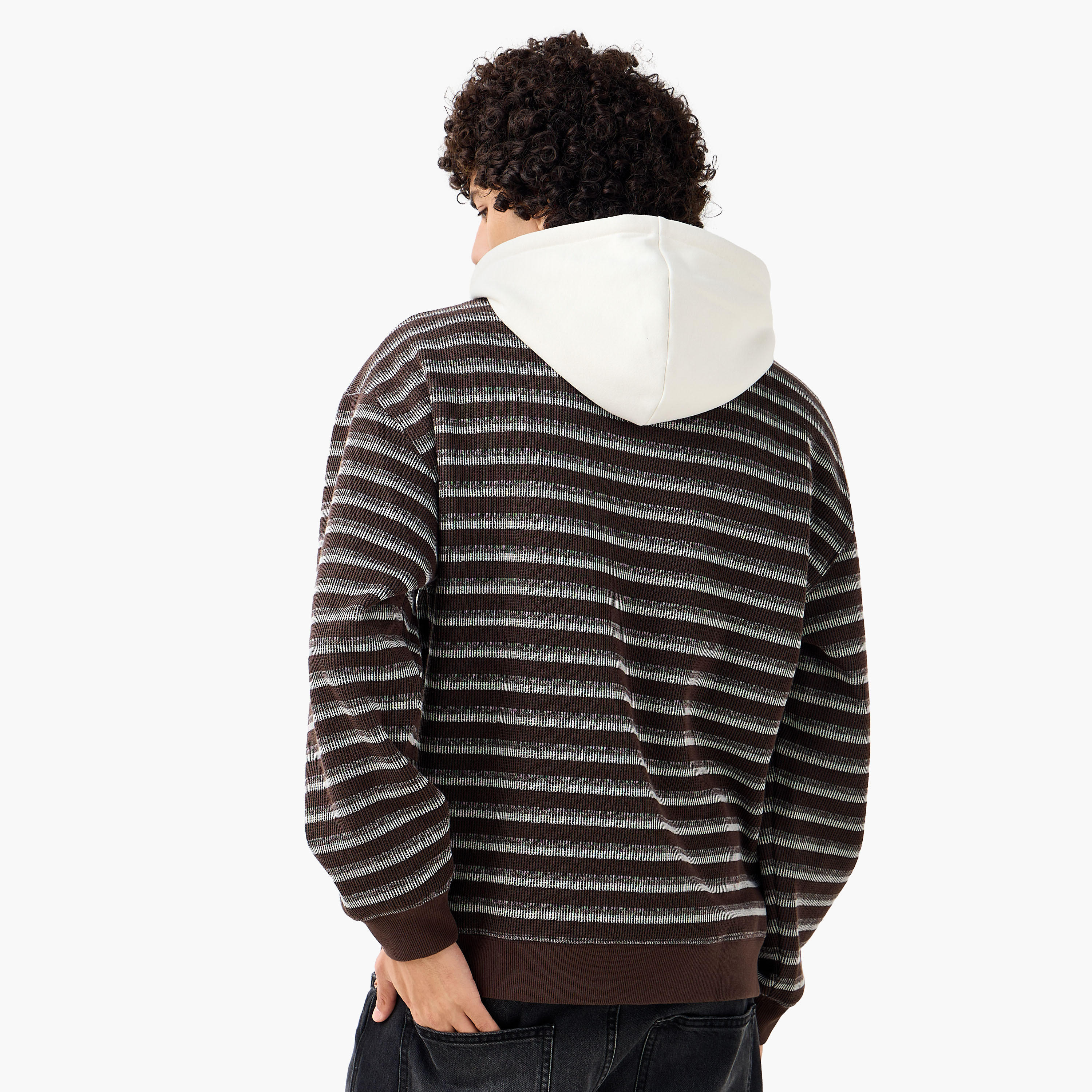 سويت شيرت مقلم بتصميم وافل للرجال من لي كوبر-men-winterwear-hoodiesandsweatshirts-image-3