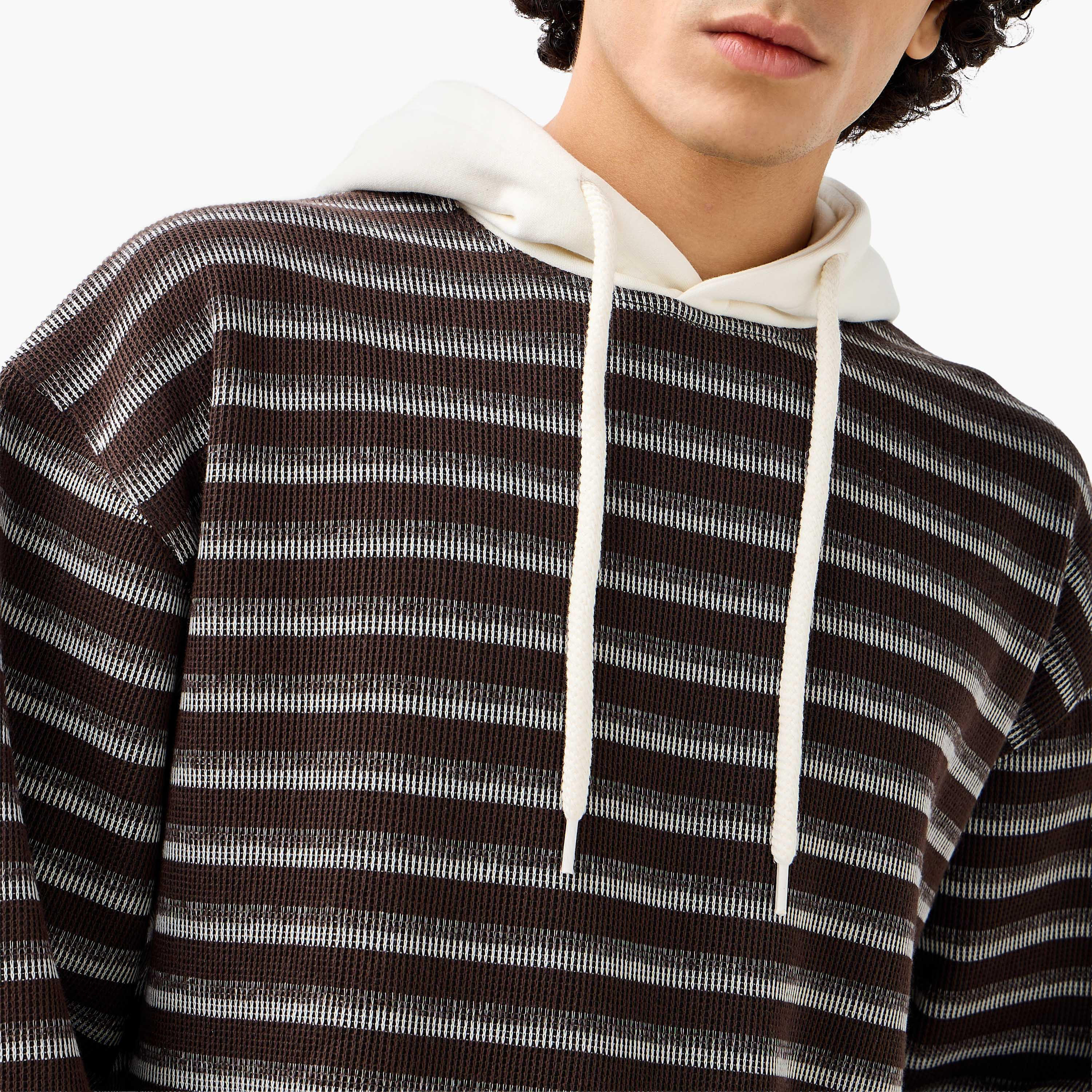 سويت شيرت مقلم بتصميم وافل للرجال من لي كوبر-men-winterwear-hoodiesandsweatshirts-image-4