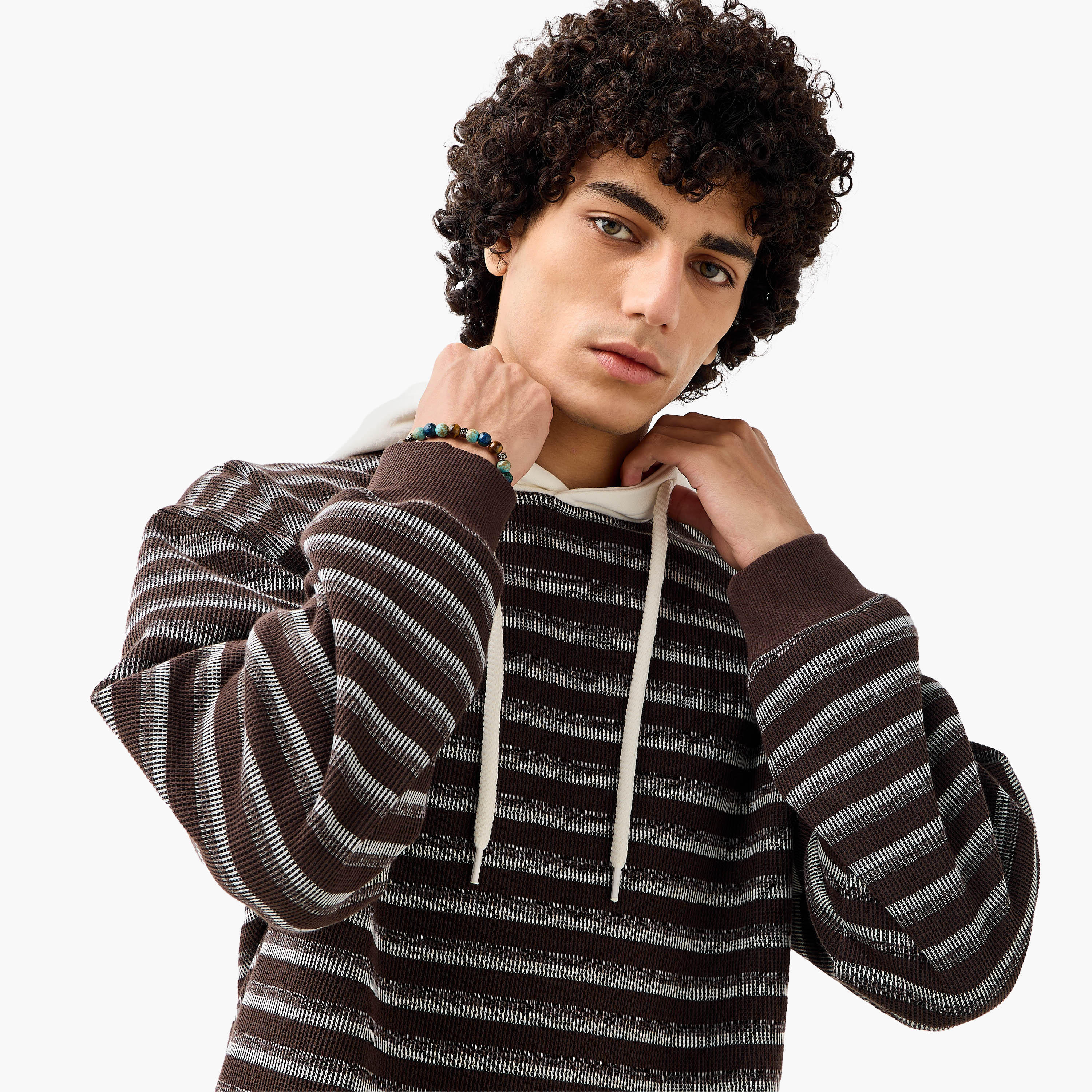 سويت شيرت مقلم بتصميم وافل للرجال من لي كوبر-men-winterwear-hoodiesandsweatshirts-image-5