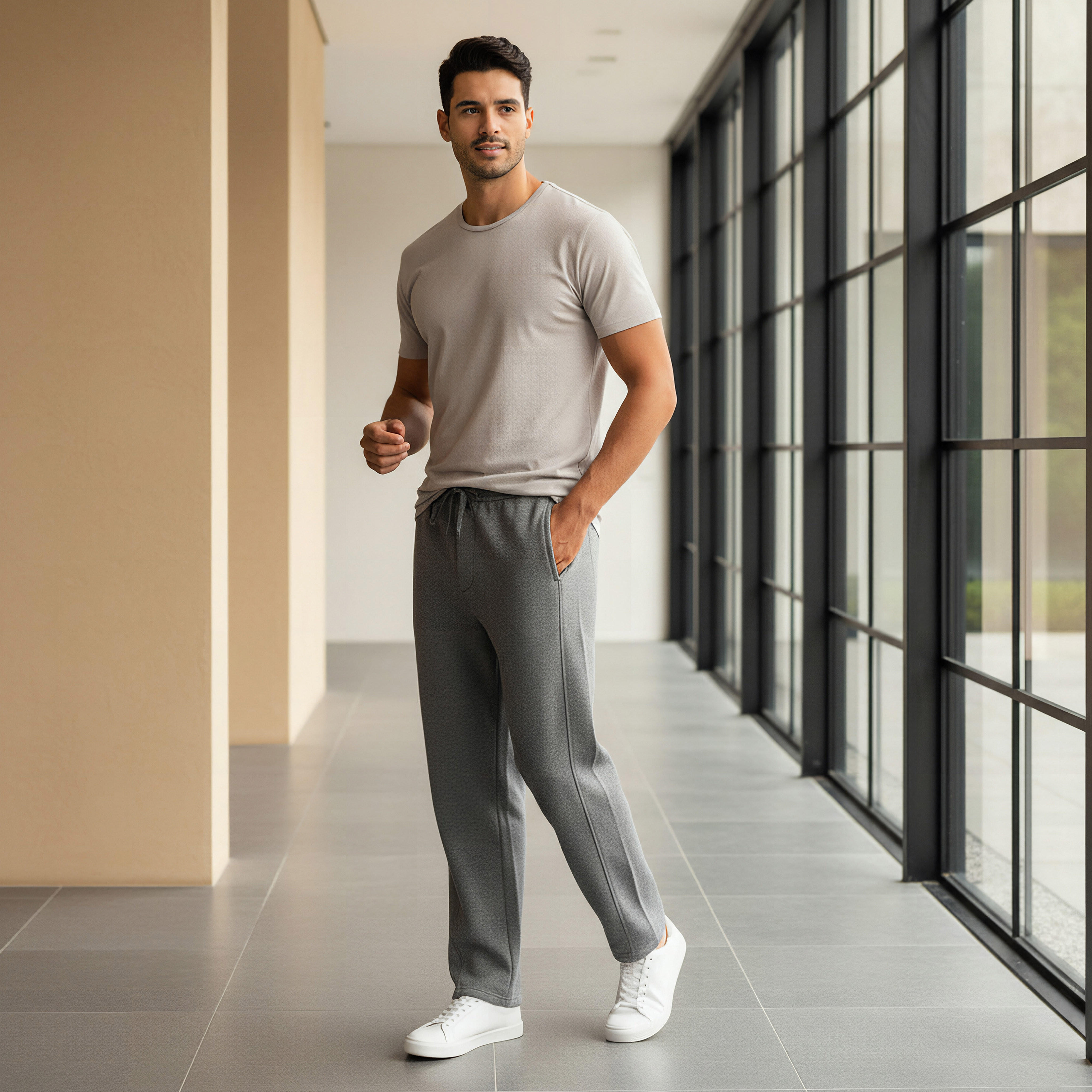 Lee Cooper Men Relaxed Fit Cotton Blend Joggers-men-clothing-bottoms-joggers-image-2