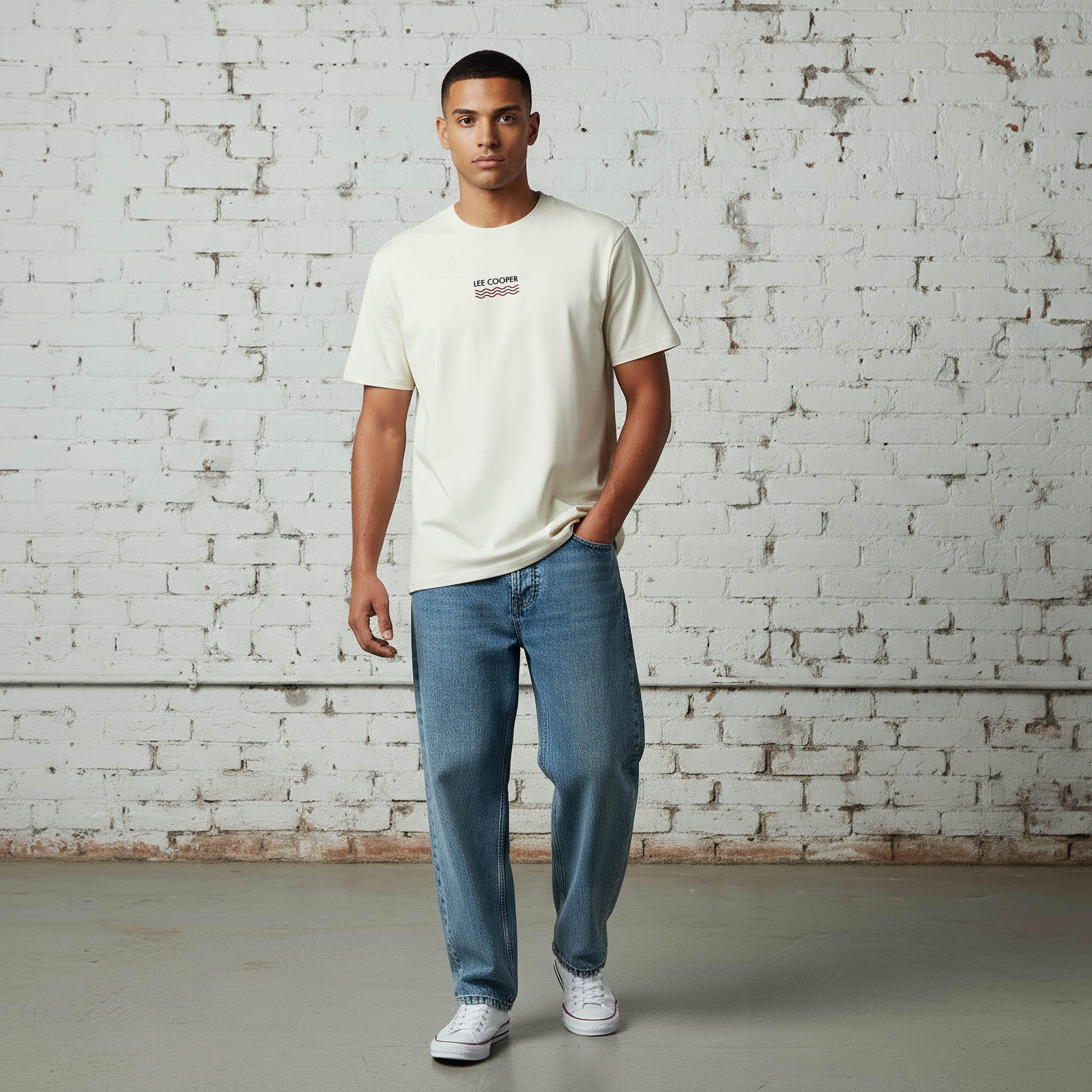 Lee Cooper Men Regular Fit Crew Neck Short Sleeves Logo Embroidered T-shirt-men-clothing-tshirtsandpolos-tshirts-image-2