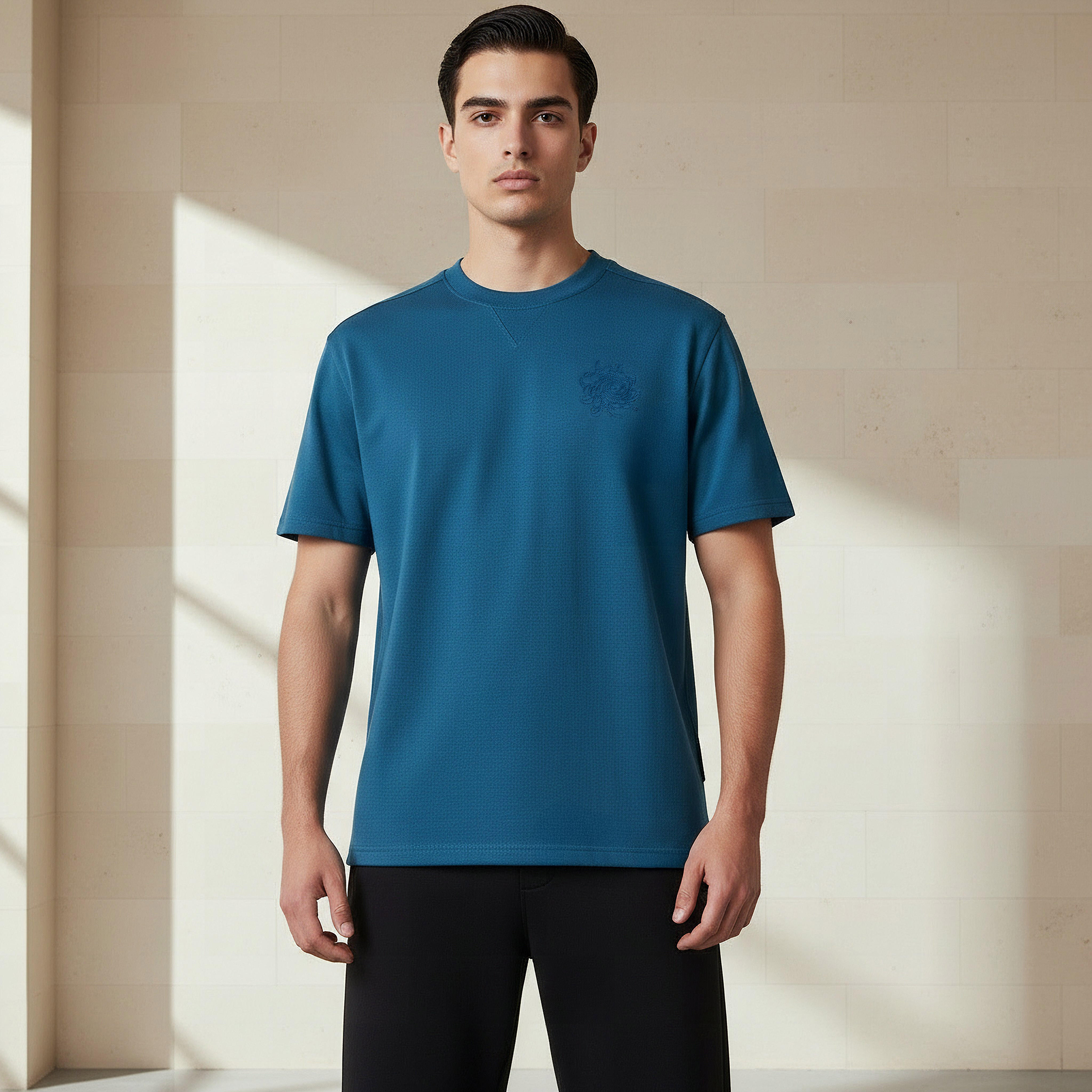 Lee Cooper Men Regular Fit Crew Neck Short Sleeves Embroidered T-shirt-men-clothing-tshirtsandpolos-tshirts-image-1