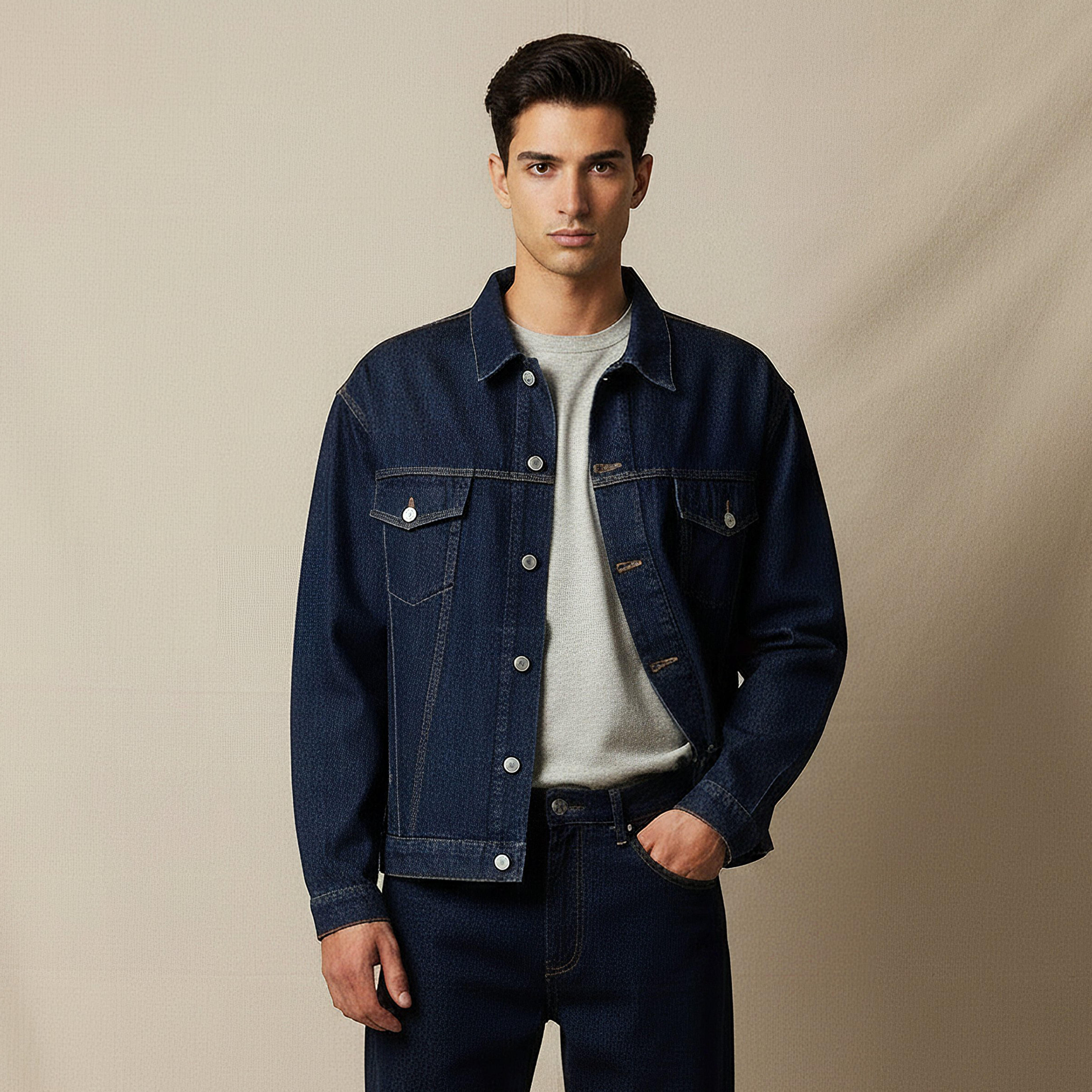 Lee Cooper Men Regular Fit Denim Trucker Jacket-men-clothing-jacketsandblazers-jackets-image-1