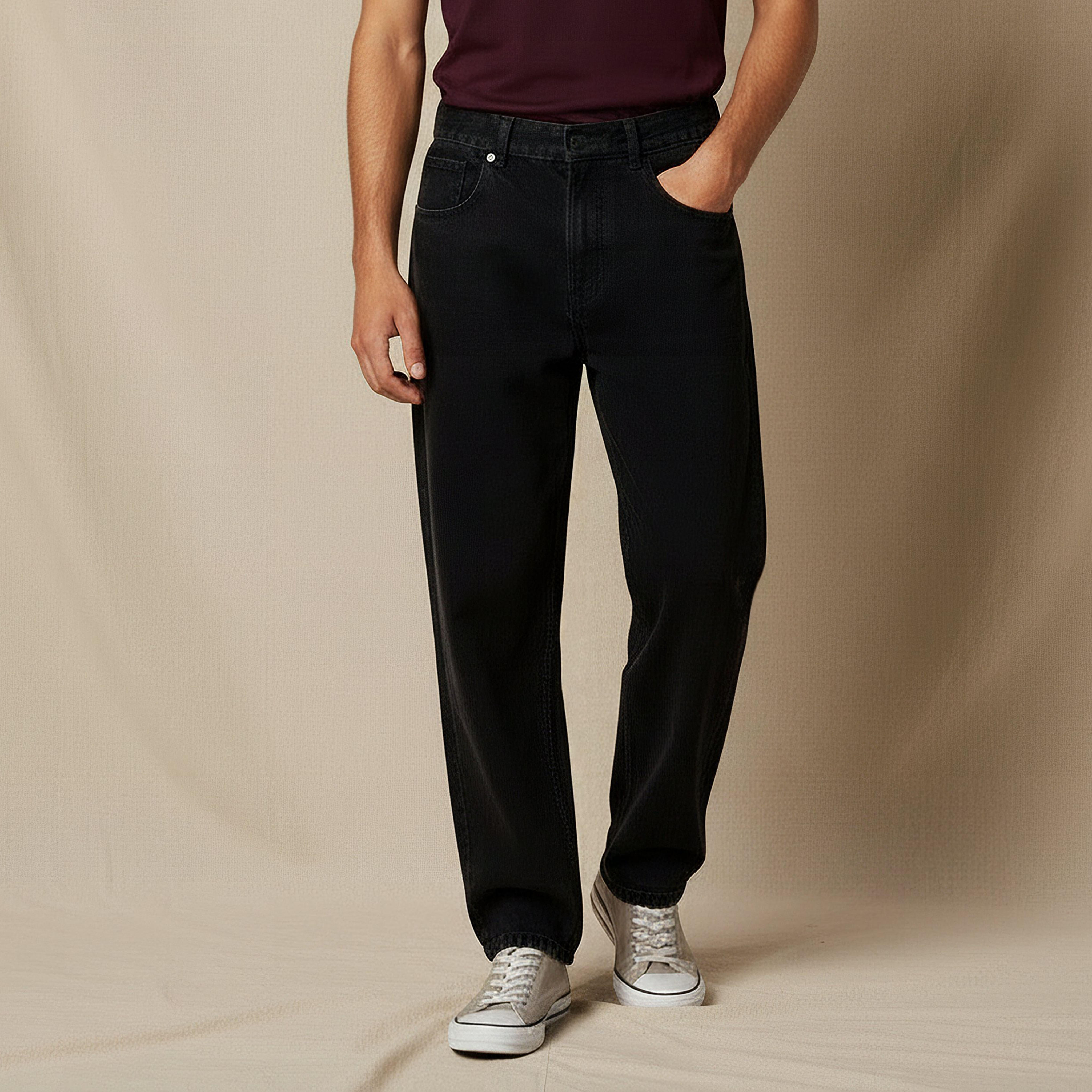 بنطلون جينز رجالي بقصة باجي وخصر متوسط الارتفاع من لي كوبر-men-clothing-bottoms-jeans-image-1