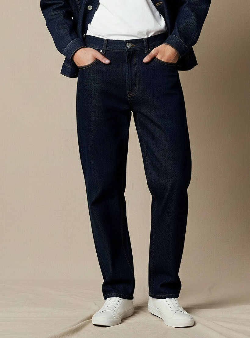 بنطلون جينز رجالي بقصة باجي وخصر متوسط الارتفاع من لي كوبر-men-clothing-bottoms-jeans-image-1