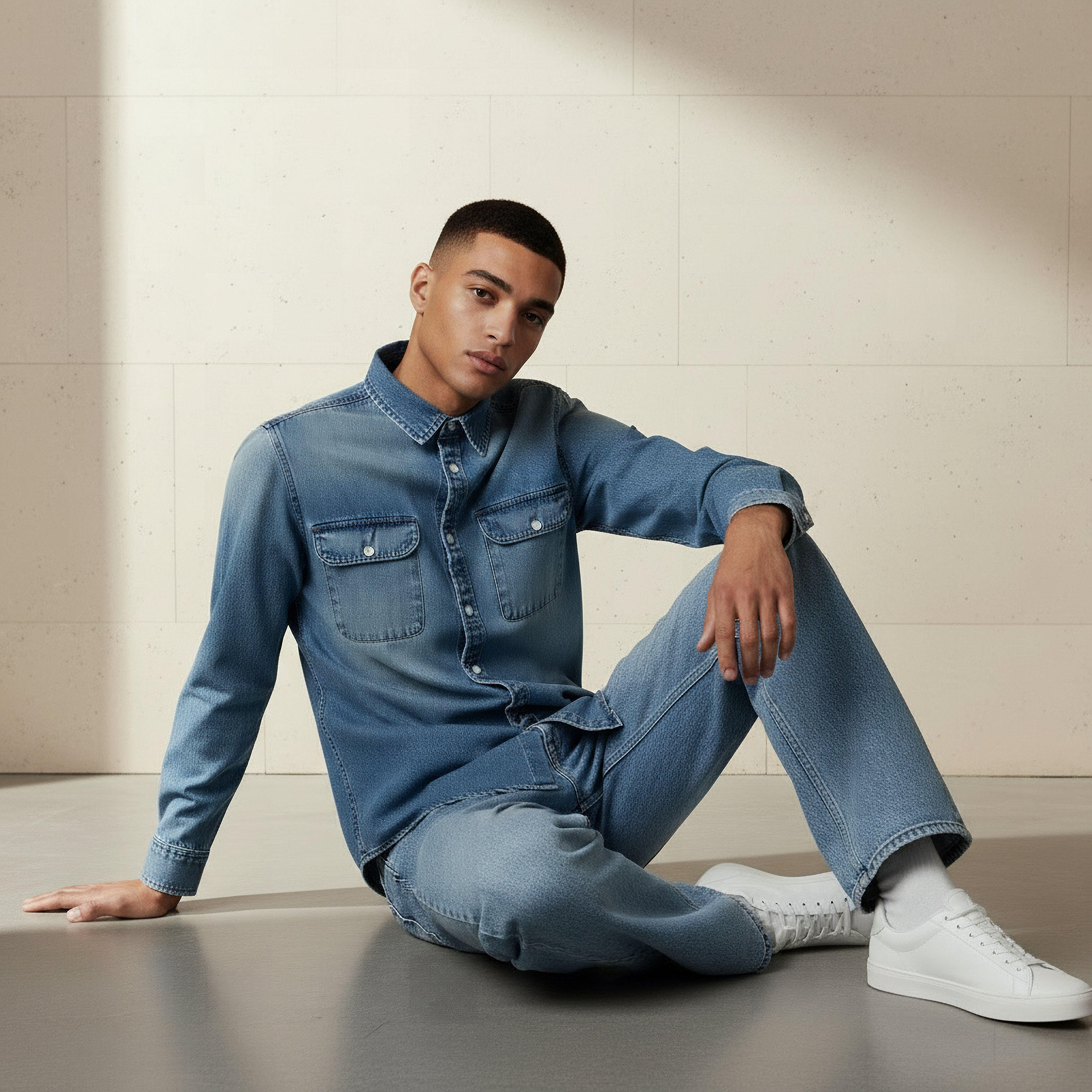 Lee Cooper Men Regular Fit Collared Long Sleeves Reef Denim Shirt-men-clothing-shirts-image-5