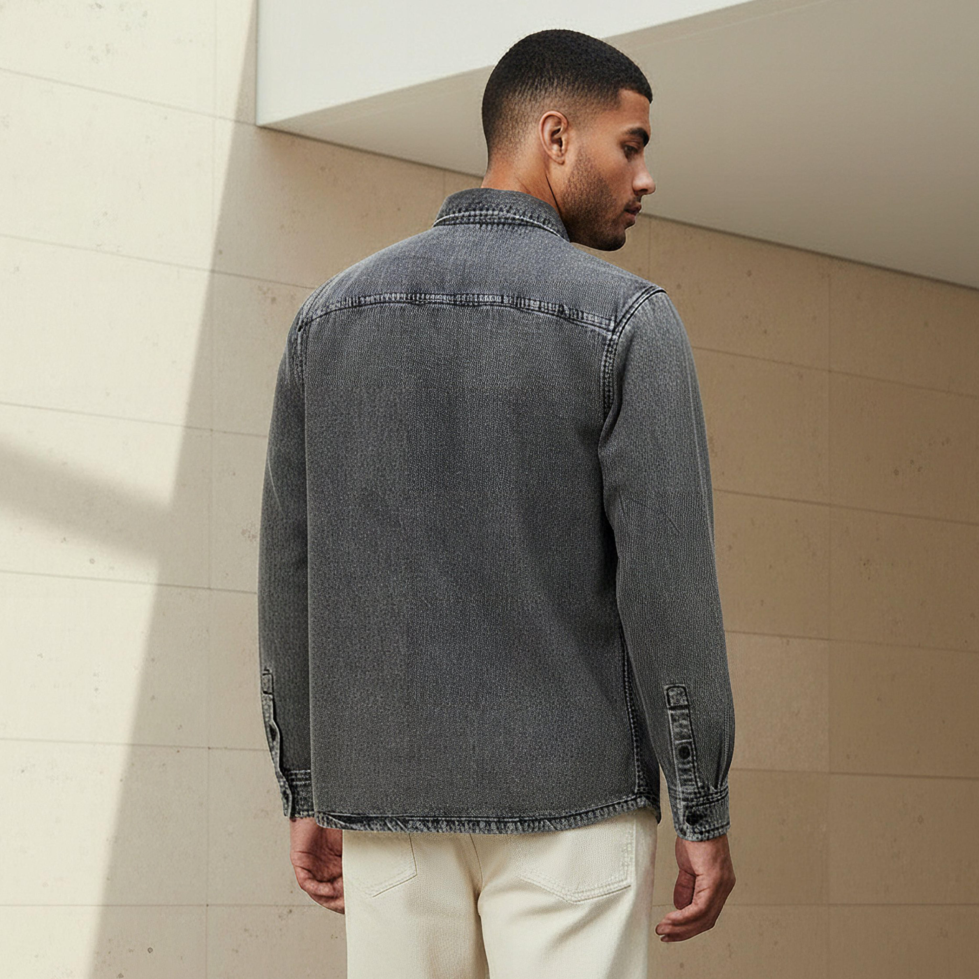 قميص دينم ريف بأكمام طويلة وياقة وقصة عادية للرجال من لي كوبر-men-clothing-shirts-image-3