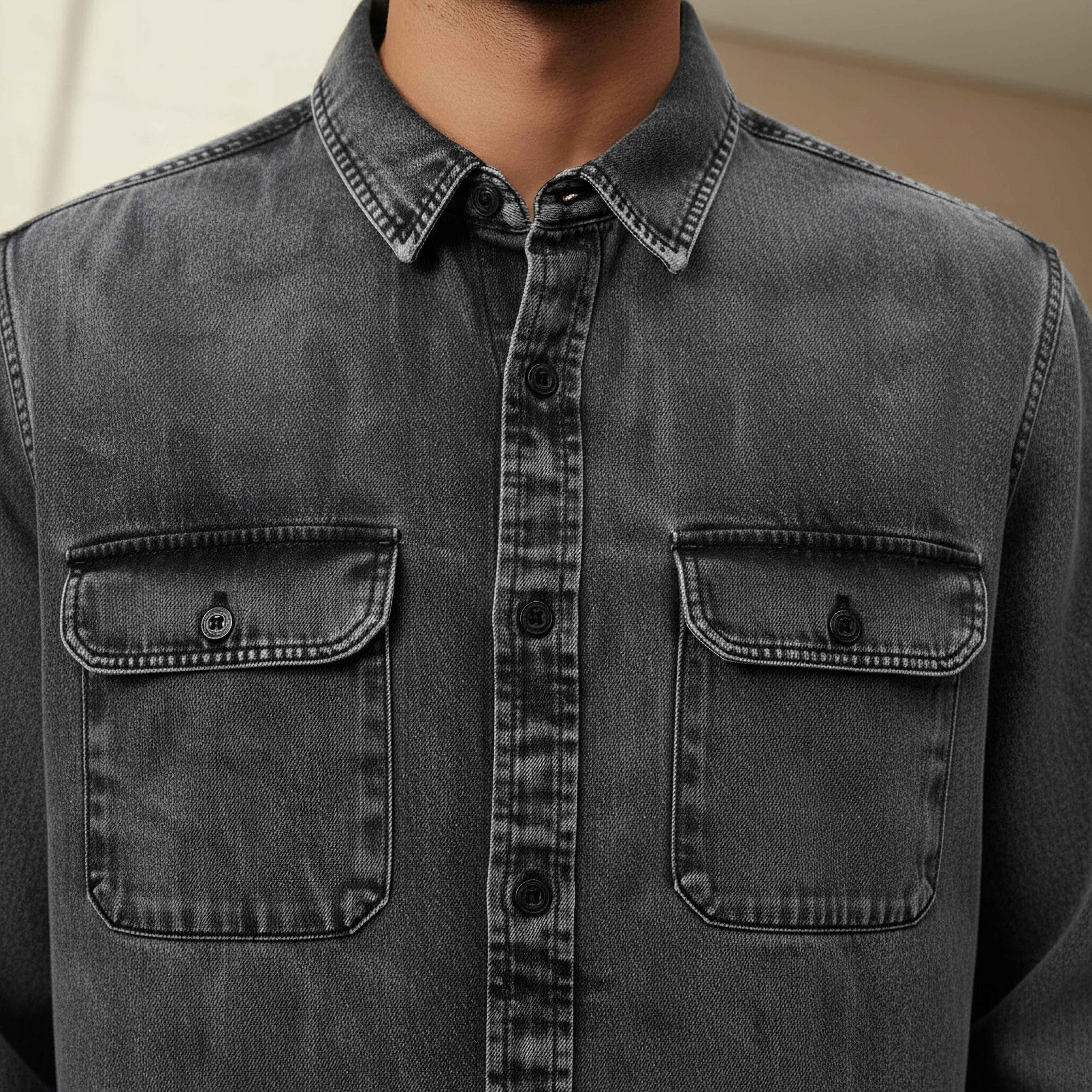 قميص دينم ريف بأكمام طويلة وياقة وقصة عادية للرجال من لي كوبر-men-clothing-shirts-image-4