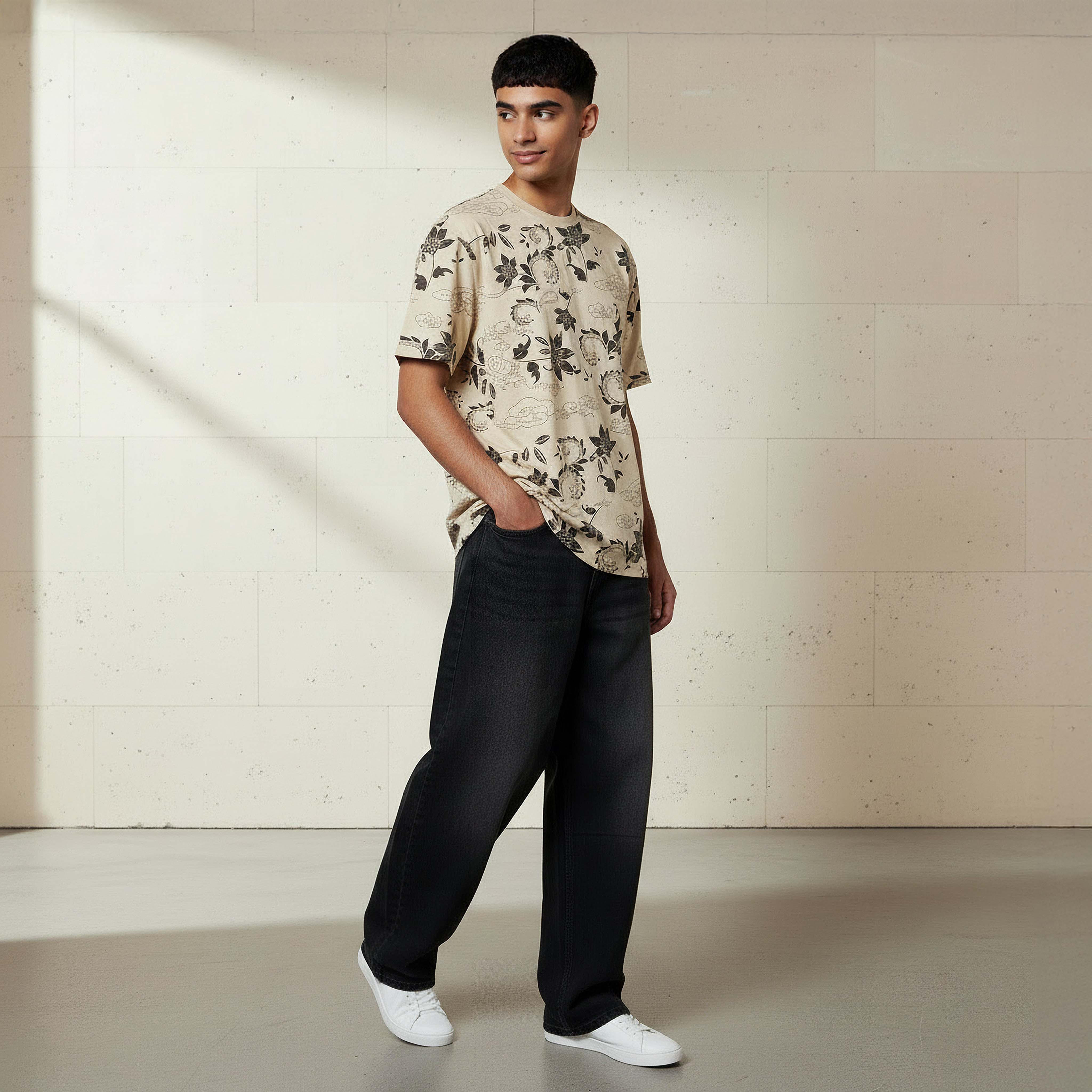 Lee Cooper Men Regular Fit Short Sleeves Floral Print T-shirt-men-clothing-tshirtsandpolos-tshirts-image-2