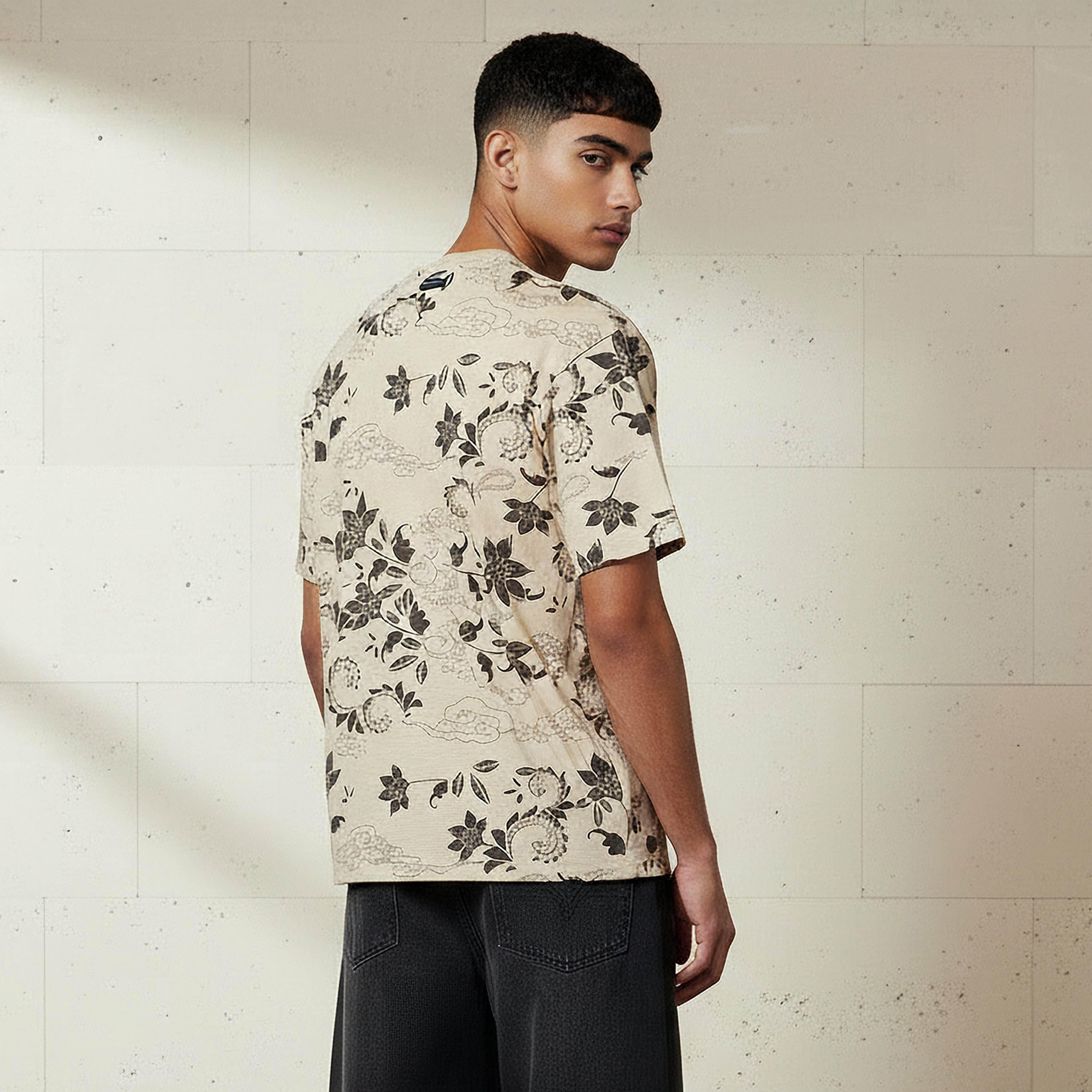 Lee Cooper Men Regular Fit Short Sleeves Floral Print T-shirt-men-clothing-tshirtsandpolos-tshirts-image-3