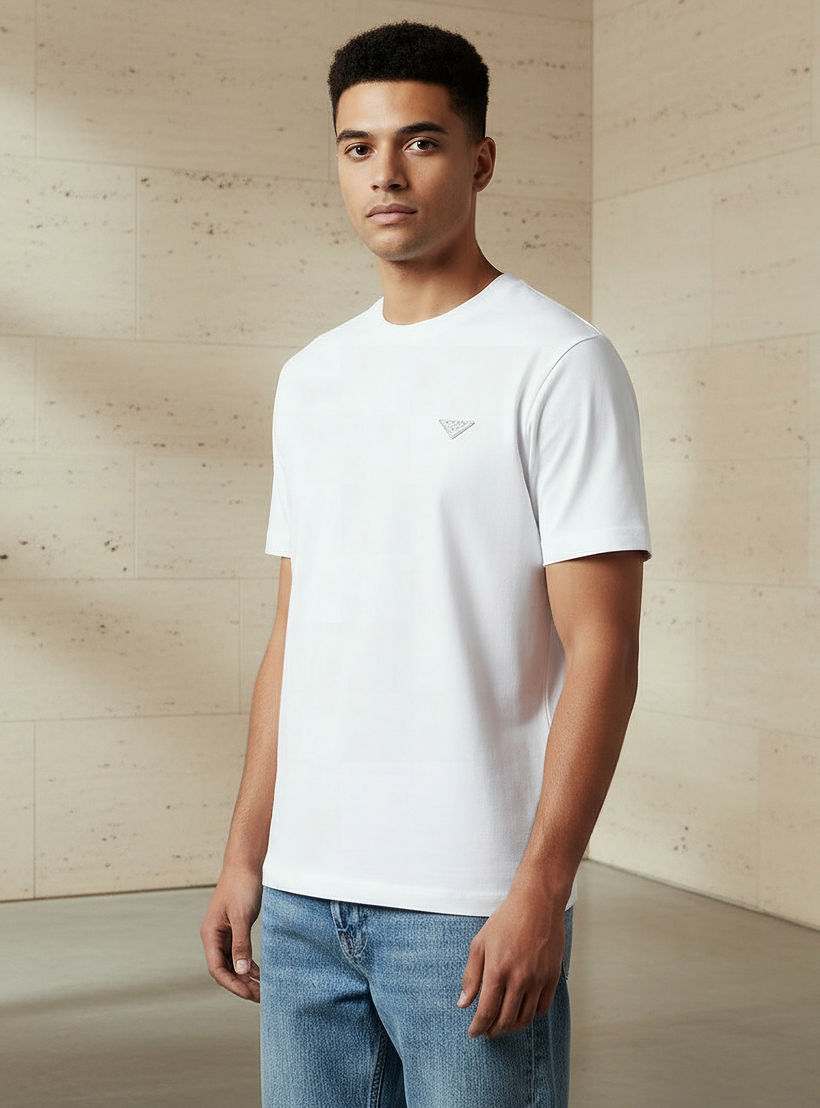تيشيرت مزين بقصة عادية وياقة ضيقة وأكمام قصيرة للرجال من لي كوبر-men-clothing-tshirtsandpolos-tshirts-image-1