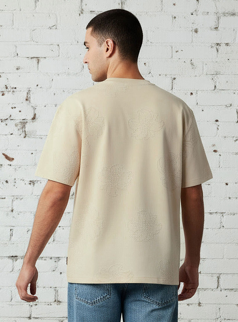 تيشيرت رجالي بارز الملمس بقصة عادية وياقة ضيقة وأكمام قصيرة من لي كوبر-men-clothing-tshirtsandpolos-tshirts-image-3