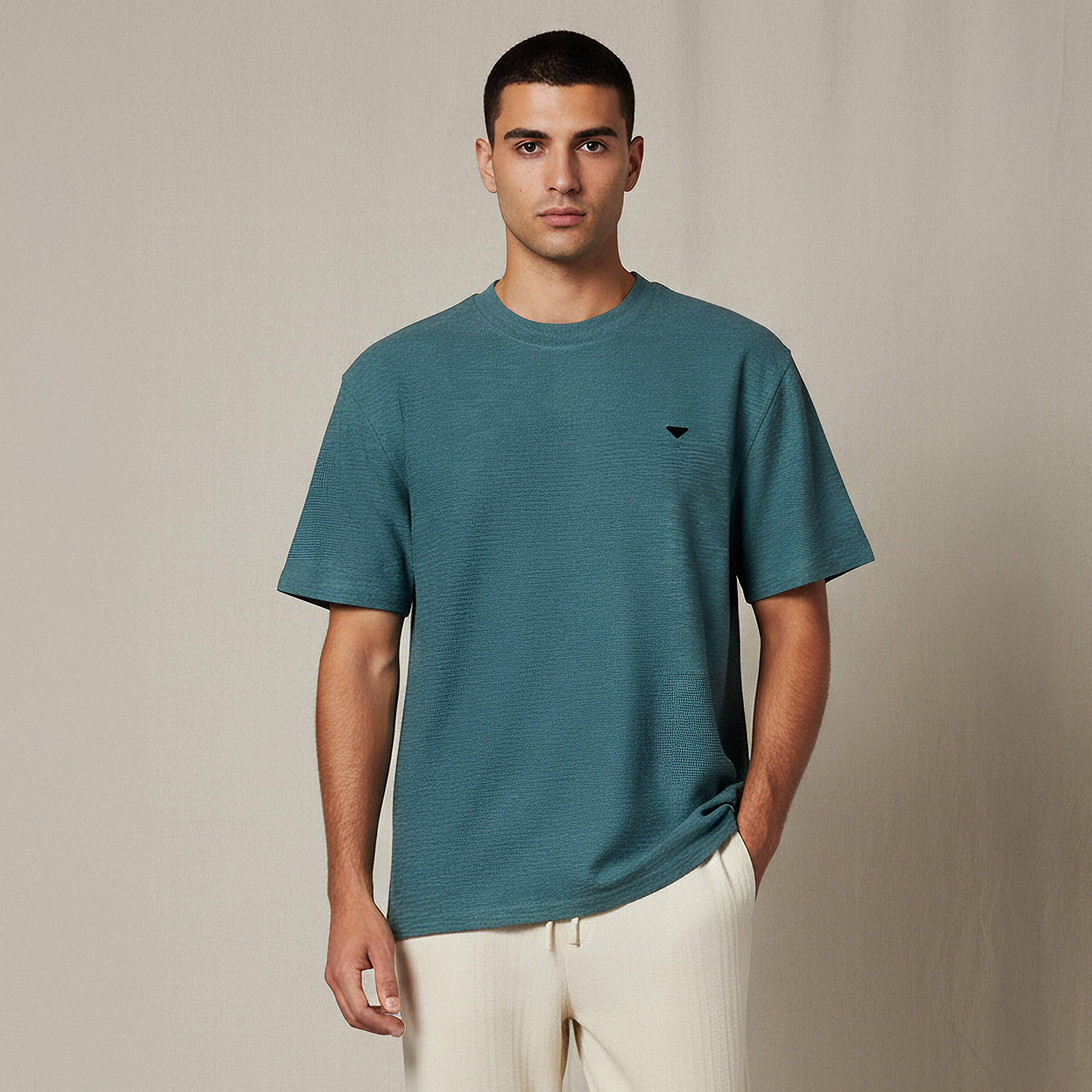 Lee Cooper Men Regular Fit Crew Neck Short Sleeves Textured T-shirt-men-clothing-tshirtsandpolos-tshirts-image-1