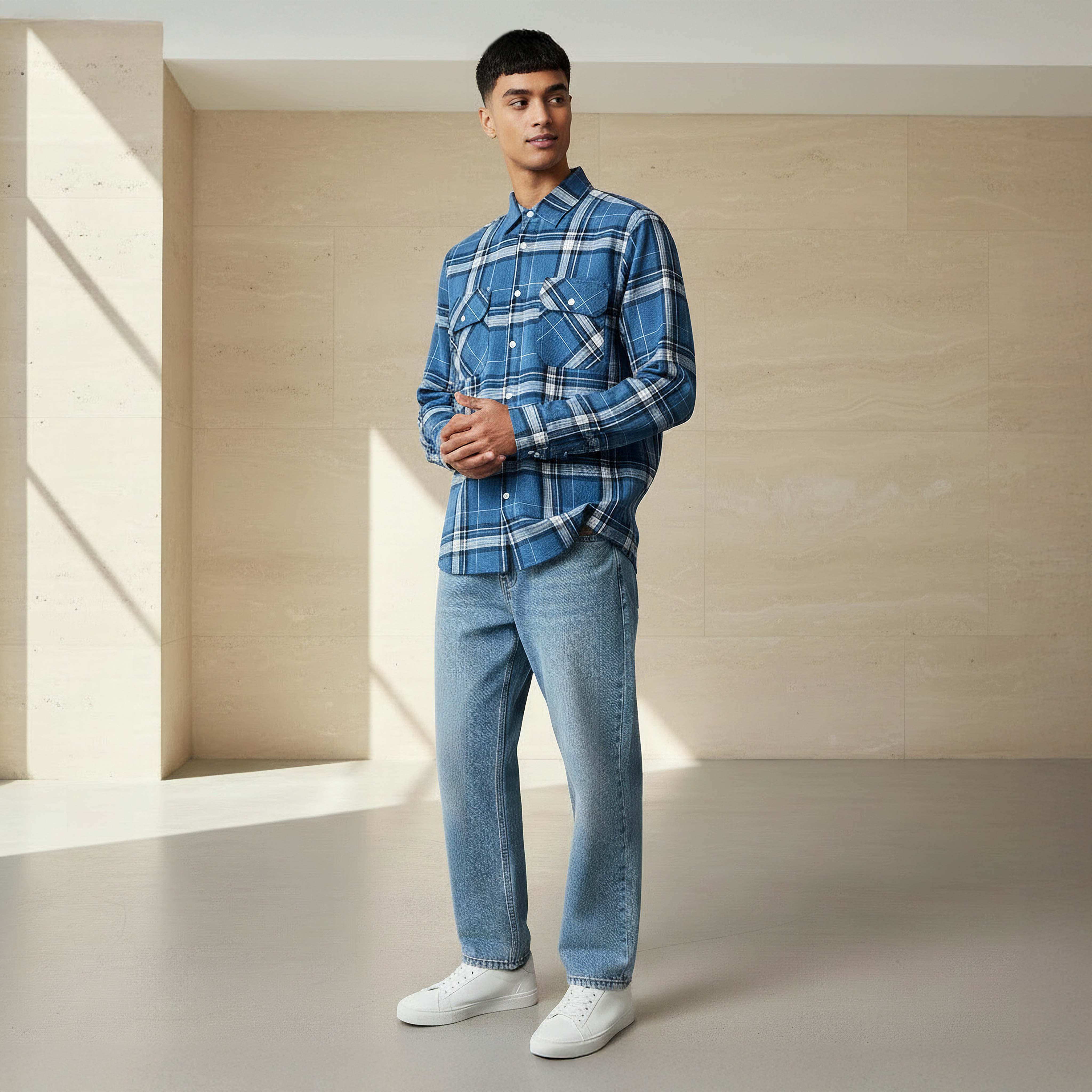 Lee Cooper Men Regular Fit Collared Checked Long Sleeves Shirt-men-clothing-shirts-image-2