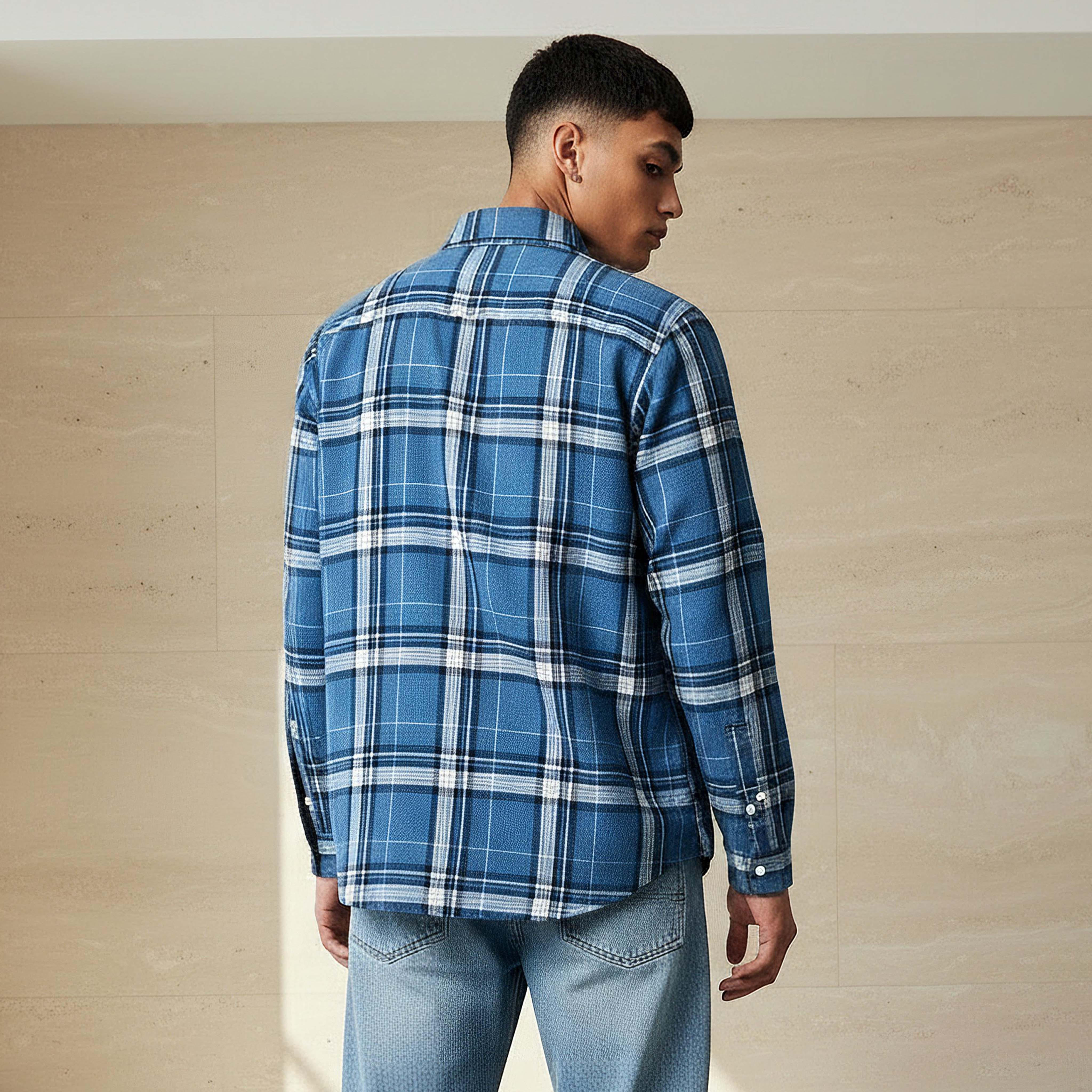 Lee Cooper Men Regular Fit Collared Checked Long Sleeves Shirt-men-clothing-shirts-image-3