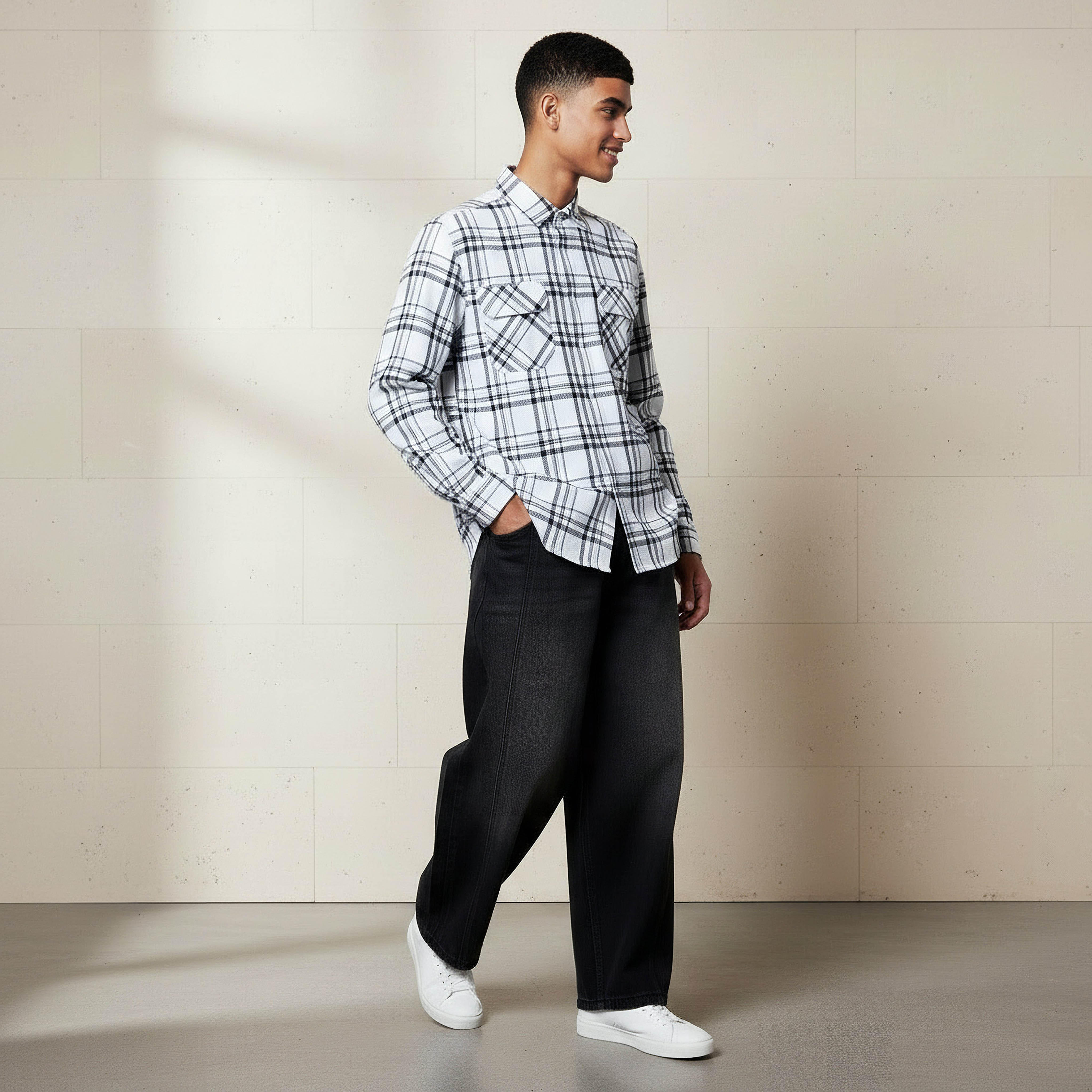 Lee Cooper Men Regular Fit Collared Checked Long Sleeves Shirt-men-clothing-shirts-image-2
