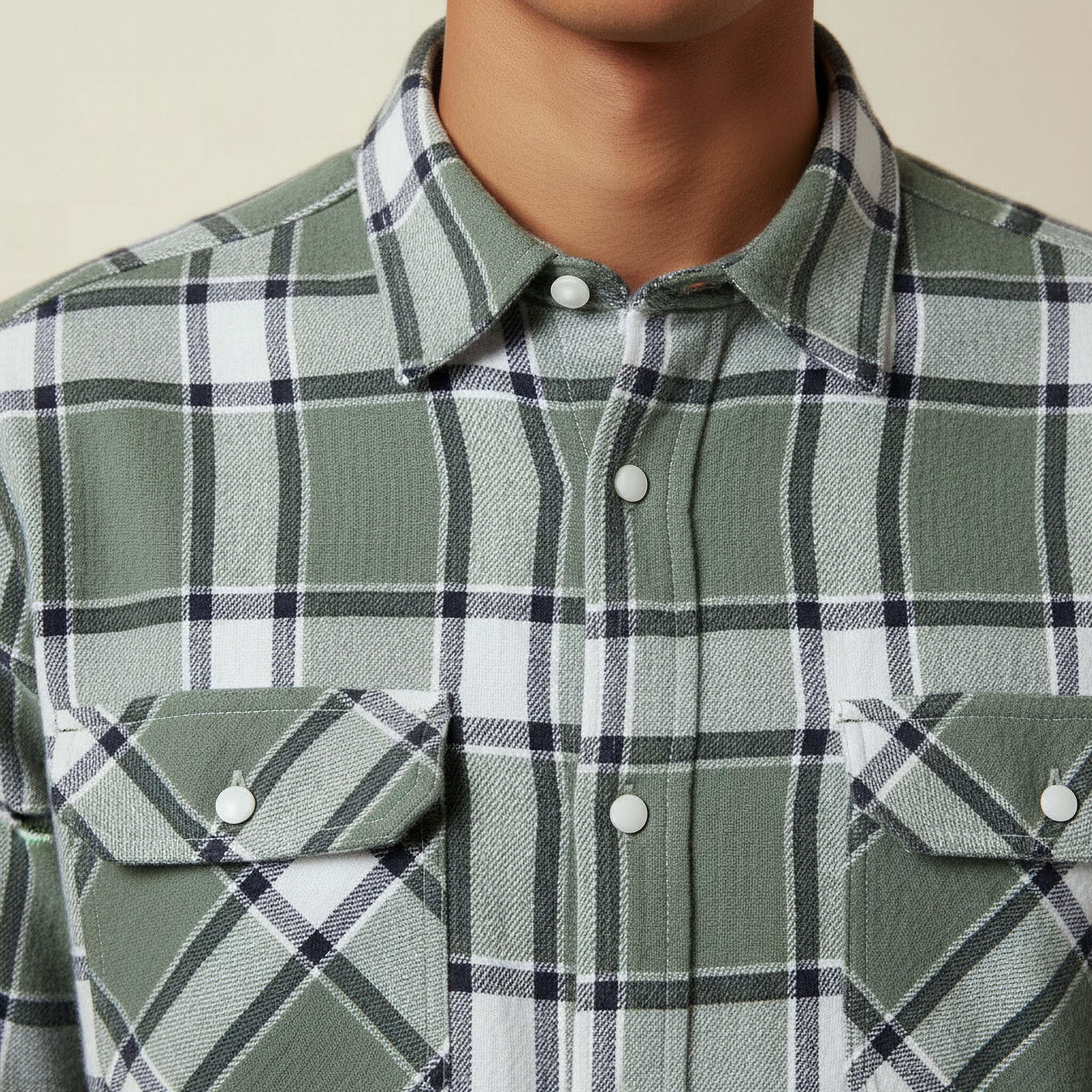 قميص كاروهات بأكمام طويلة وياقة وقصة عادية للرجال من لي كوبر-men-clothing-shirts-image-2