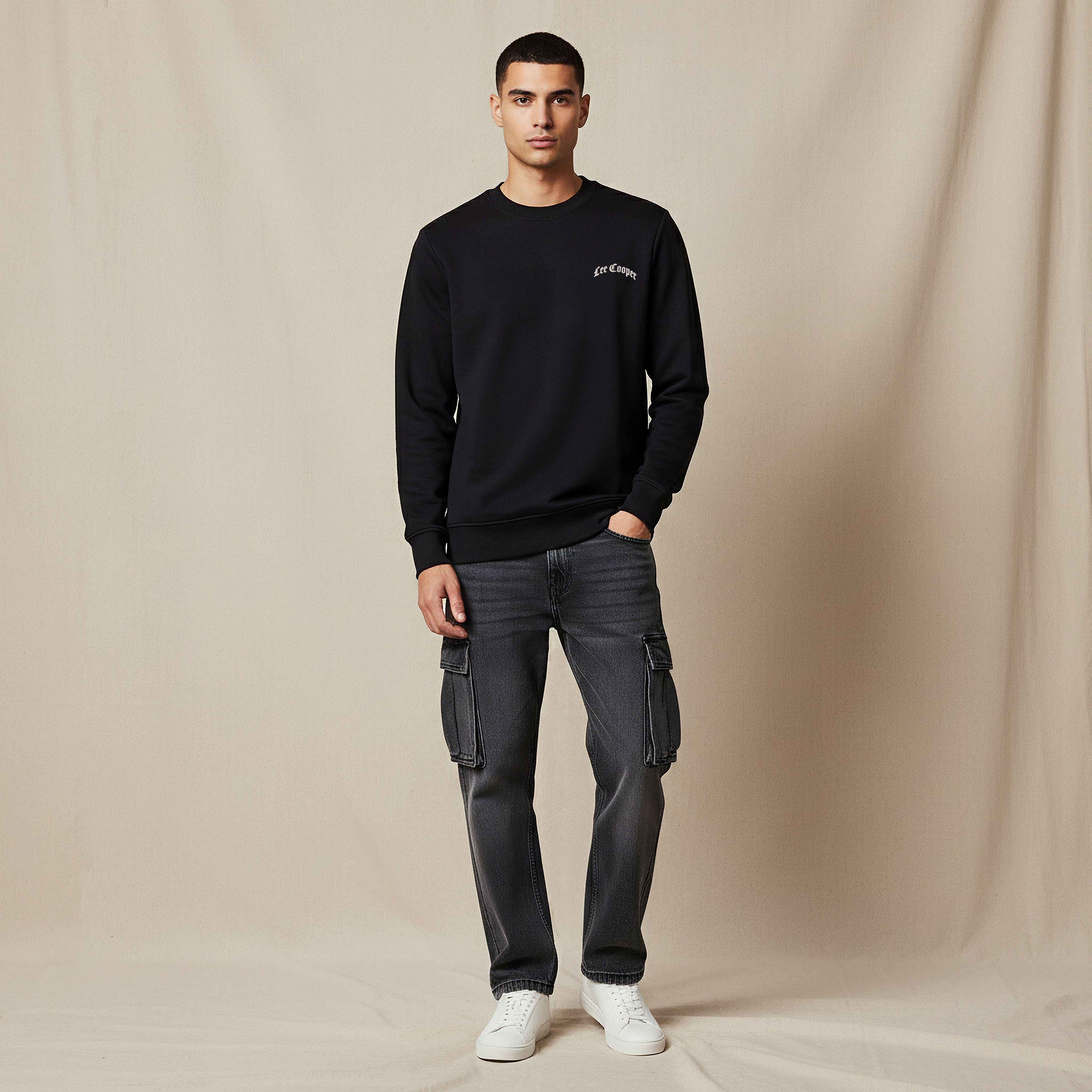 Lee Cooper Men Regular Fit Logo Print Cotton Sweatshirt-men-winterwear-hoodiesandsweatshirts-image-2