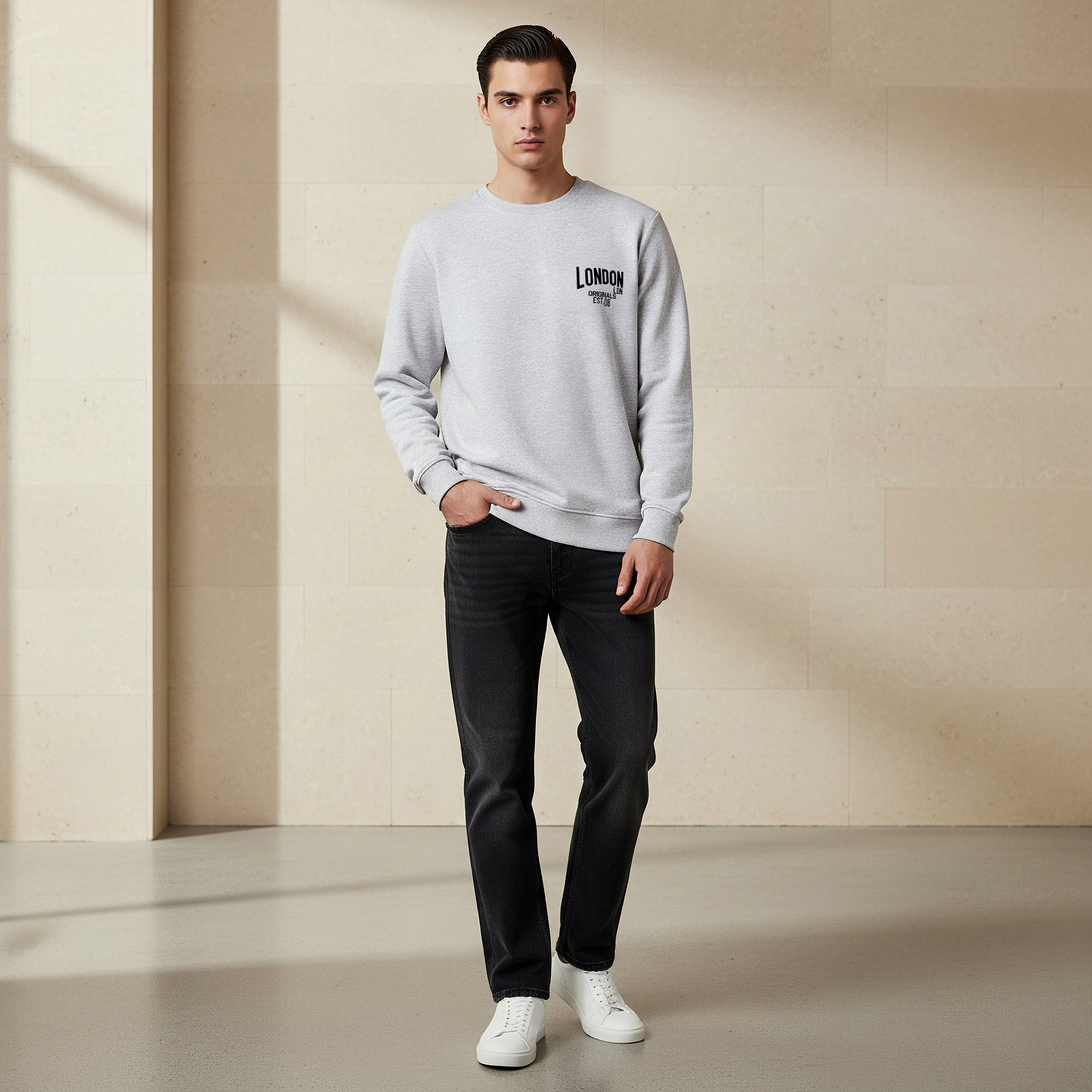 Lee Cooper Men Regular Fit Logo Print Cotton Sweatshirt-men-winterwear-hoodiesandsweatshirts-image-2