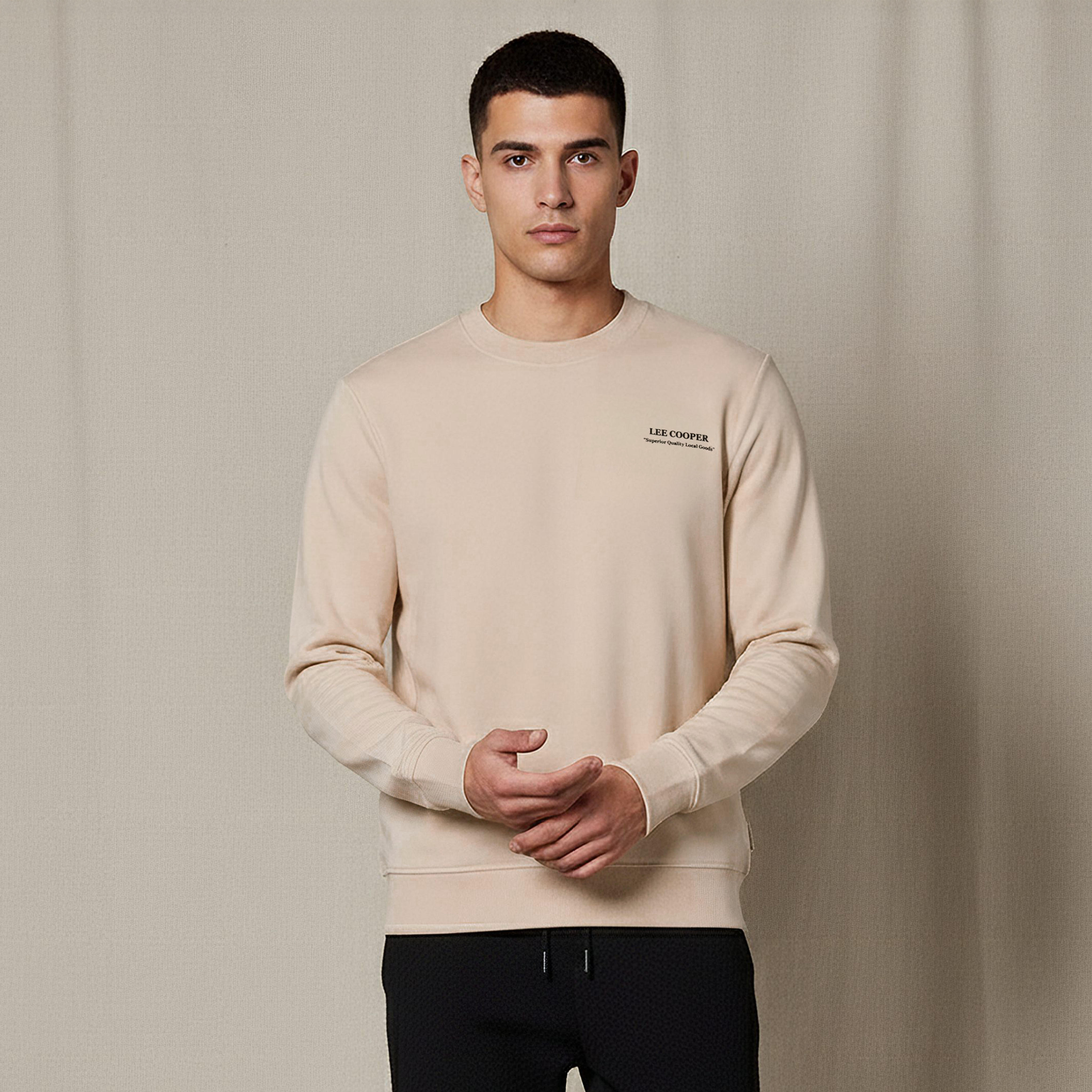 Lee Cooper Men Regular Fit Logo Print Cotton Sweatshirt-men-winterwear-hoodiesandsweatshirts-image-1