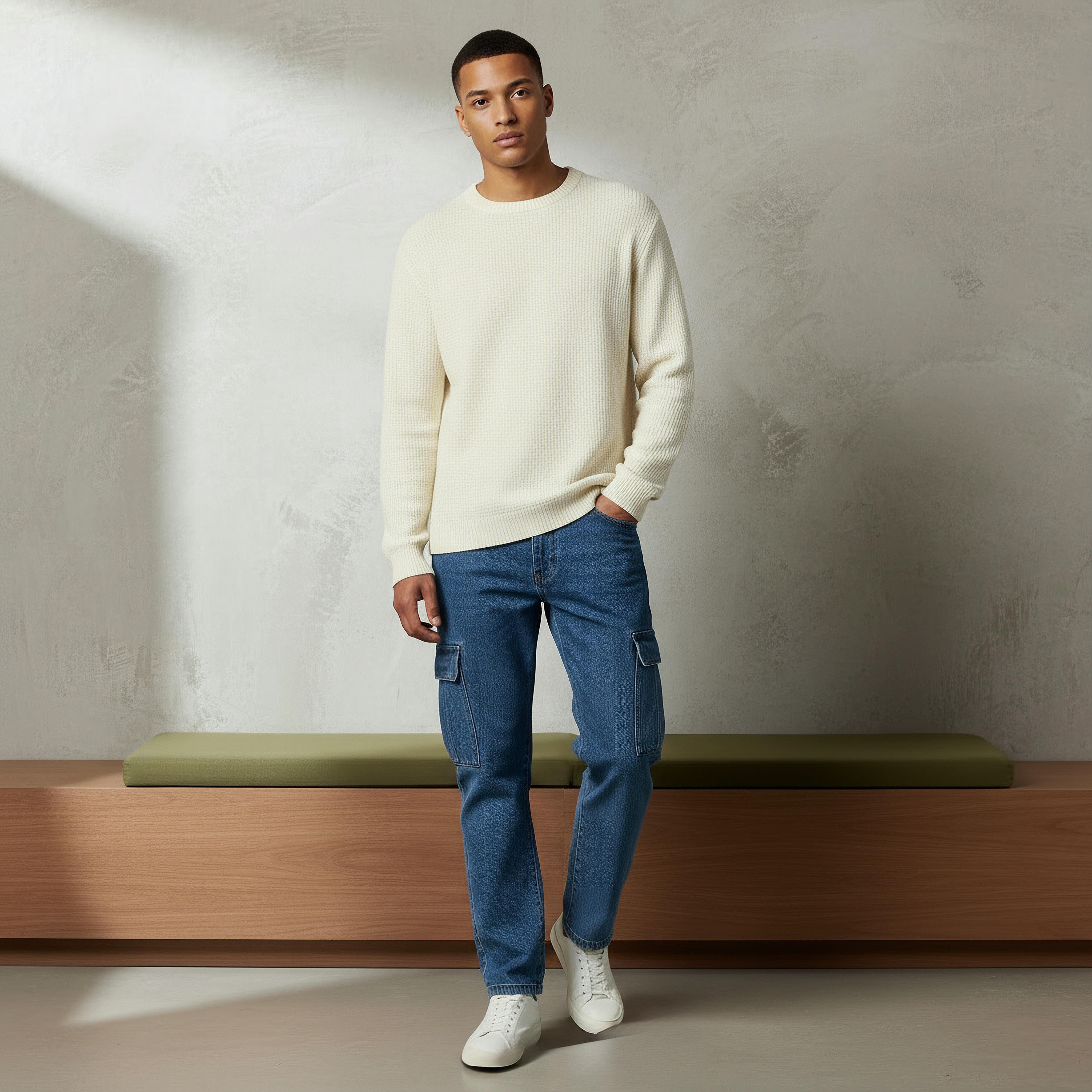 كنزة بياقة ضيقة بارزة الملمس محبوكة أوساكا من لي كوبر-men-clothing-sweatersandpullovers-image-2