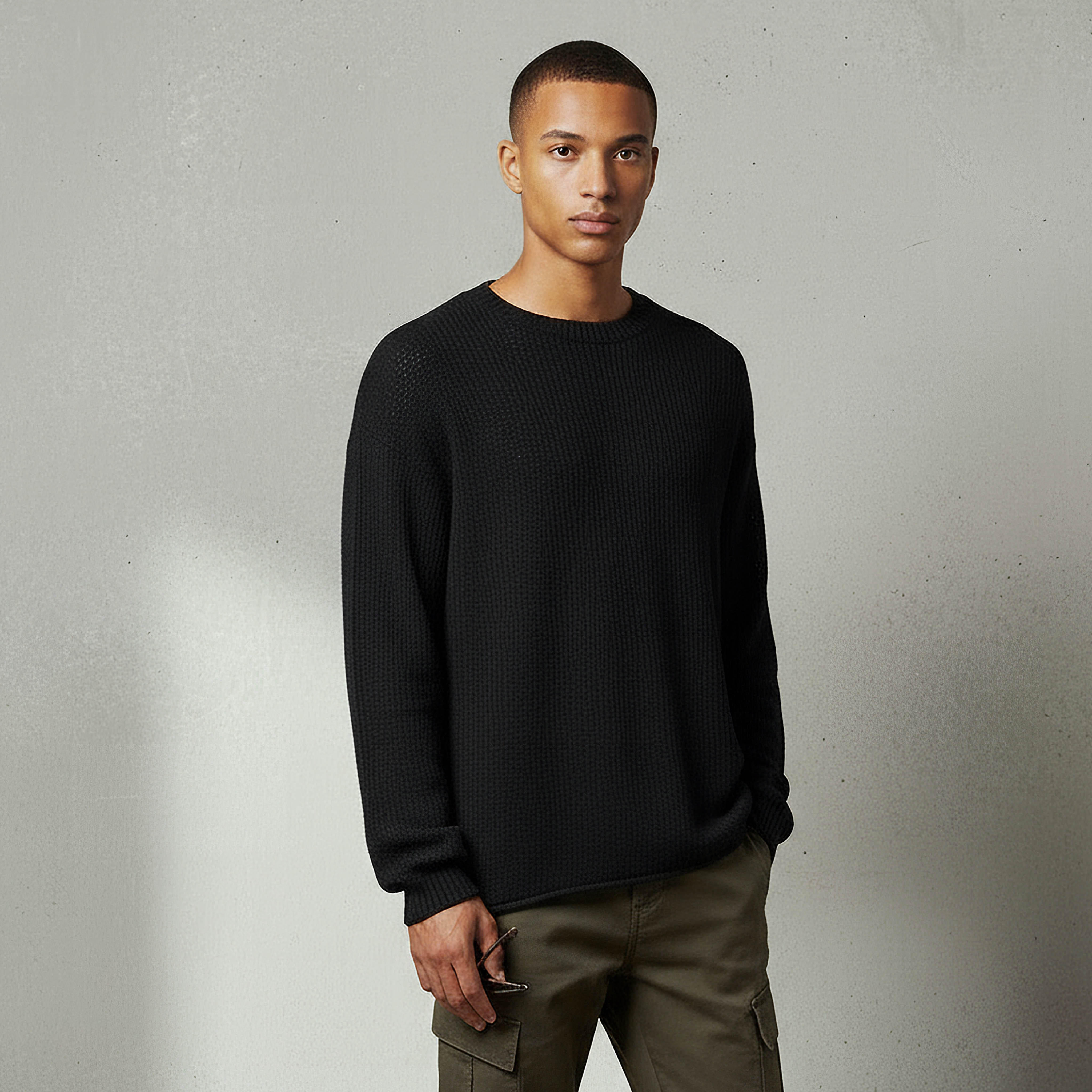 كنزة بياقة ضيقة بارزة الملمس محبوكة أوساكا من لي كوبر-men-clothing-sweatersandpullovers-image-1