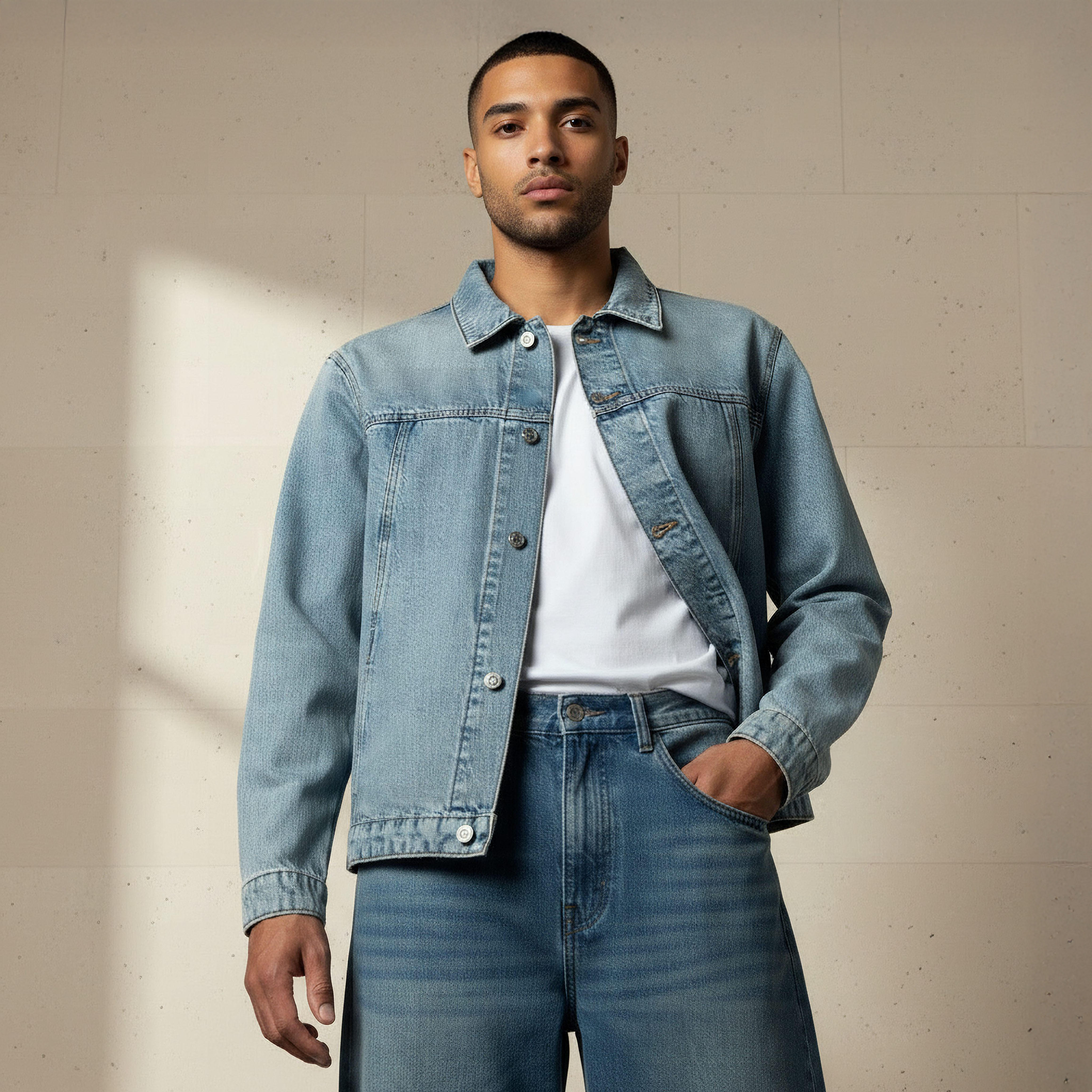 جاكيت تراكر دينم رجالي بقصة عادية من لي كوبر-men-clothing-jacketsandblazers-jackets-image-1
