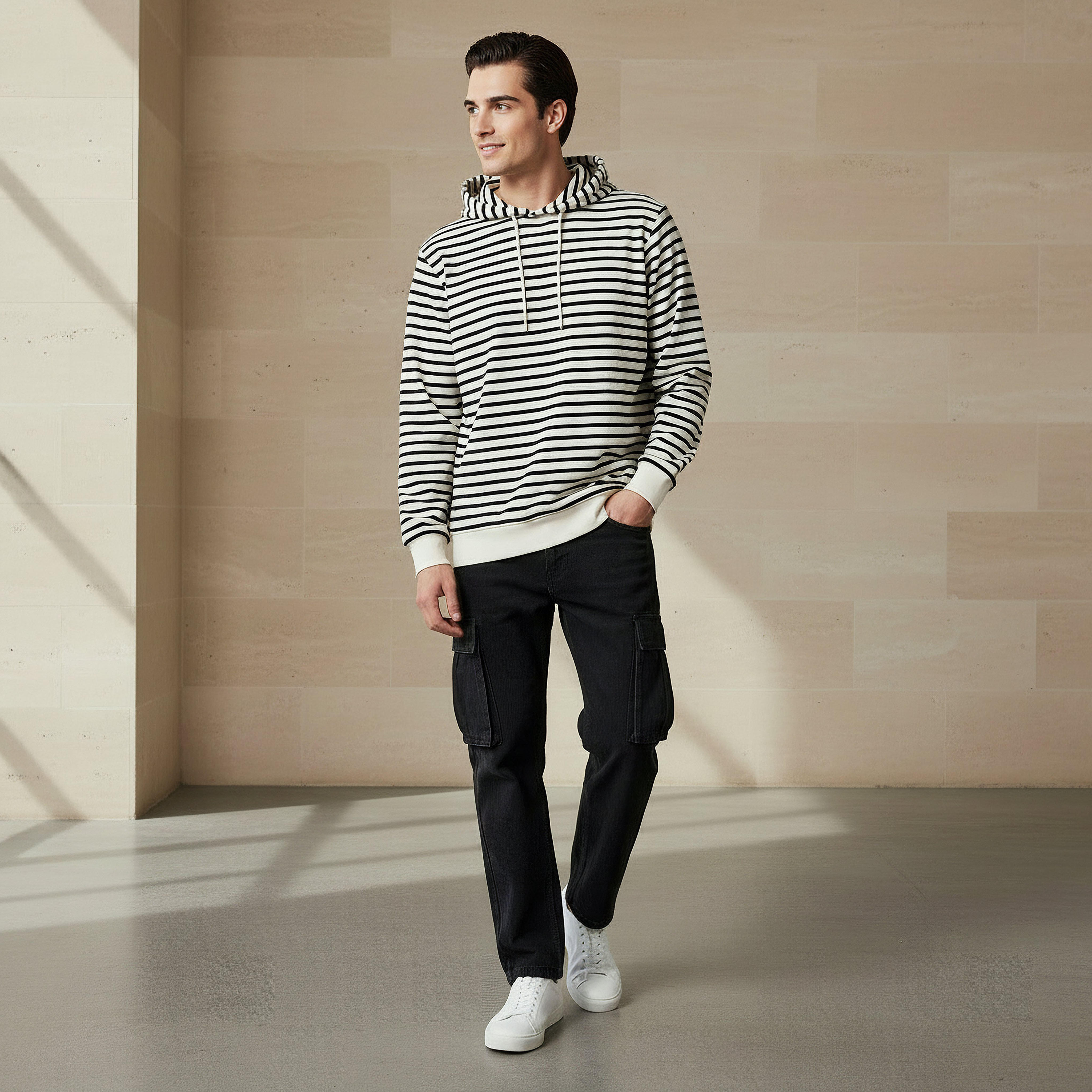 هودي رجالي مخطط من لي كوبر-men-winterwear-hoodiesandsweatshirts-image-3