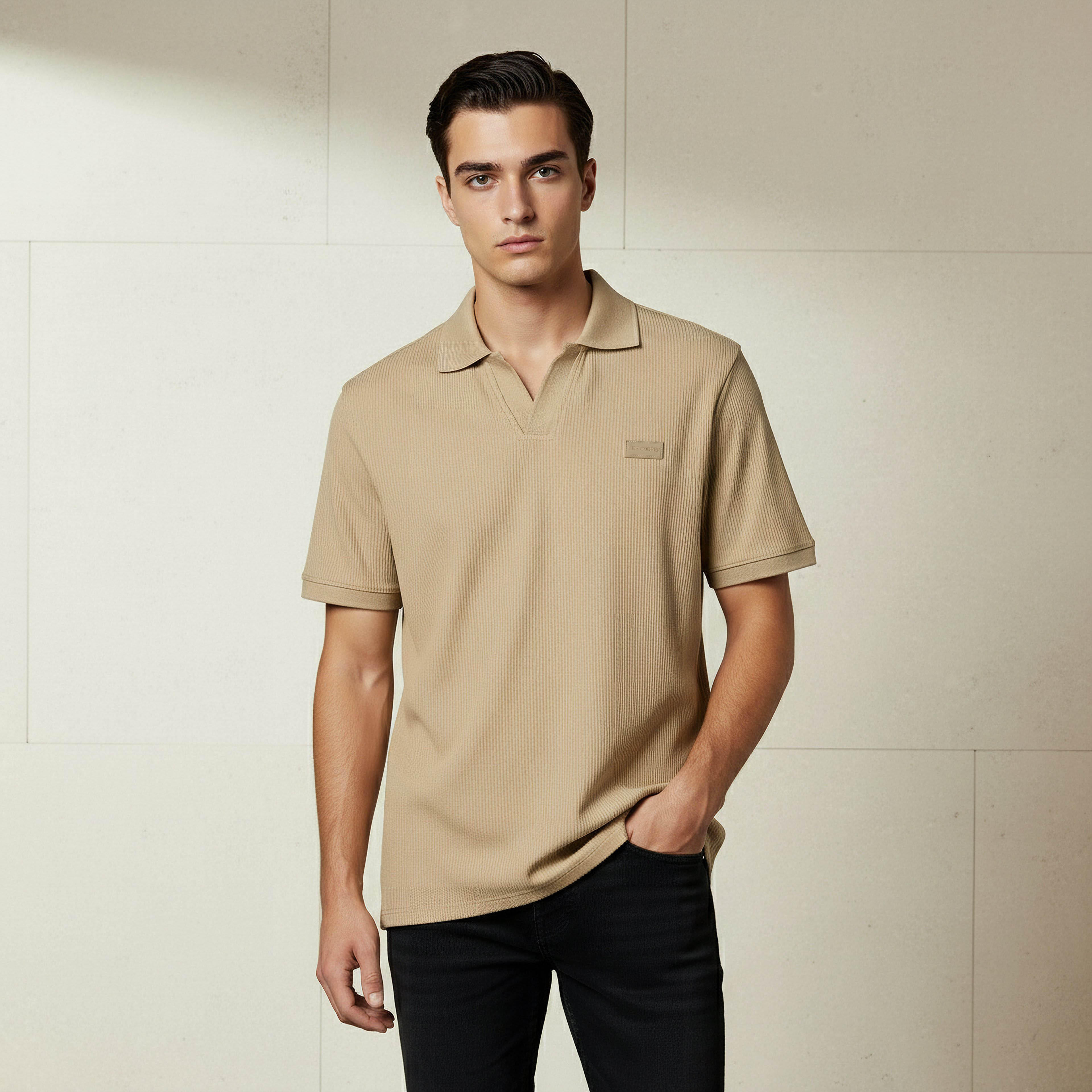 Lee Cooper Men Regular Fit Collared Neck Short Sleeve Ribbed Polo T-shirt-men-clothing-tshirtsandpolos-tshirts-image-1
