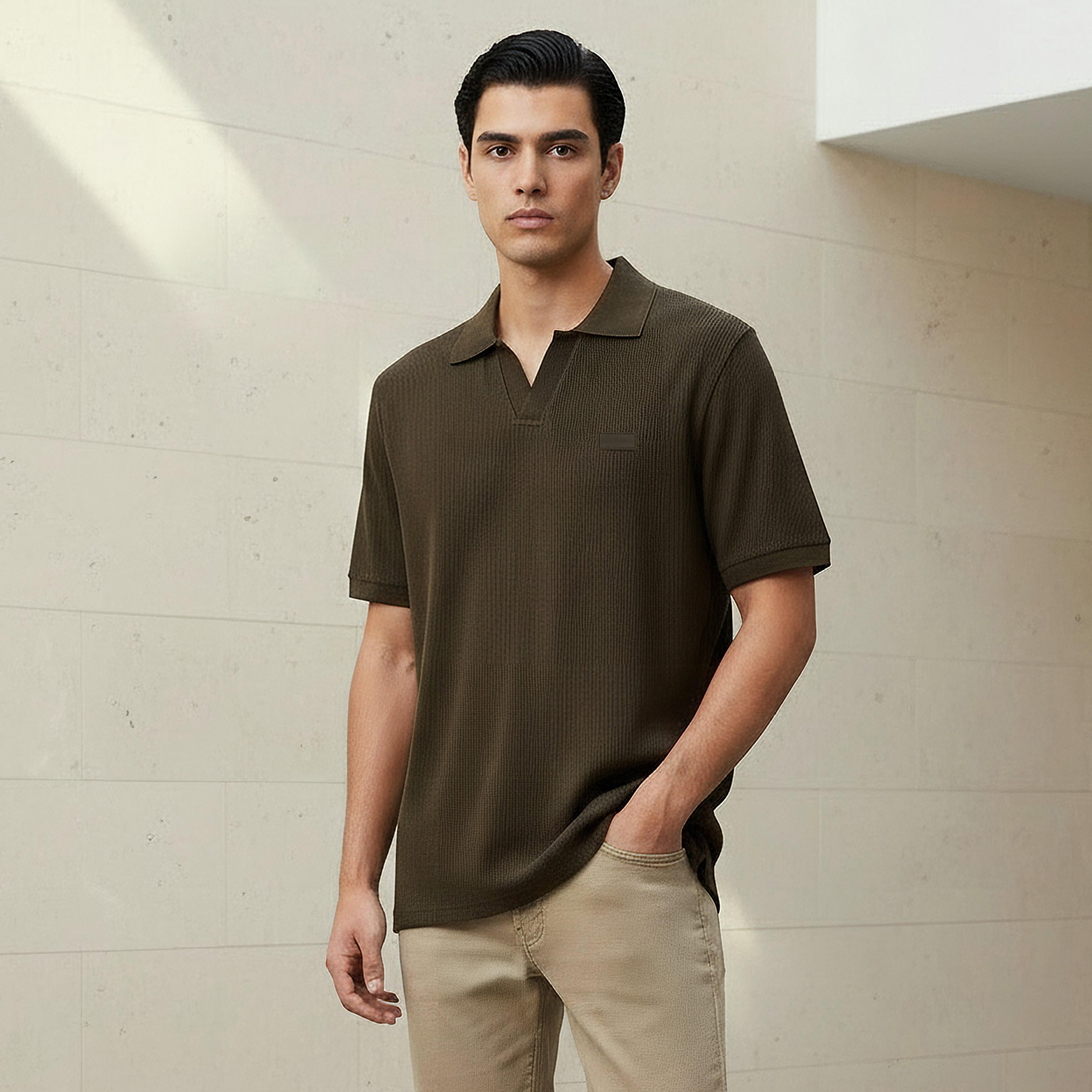 Lee Cooper Men Regular Fit Collared Neck Short Sleeve Ribbed Polo T-shirt-men-clothing-tshirtsandpolos-tshirts-image-1