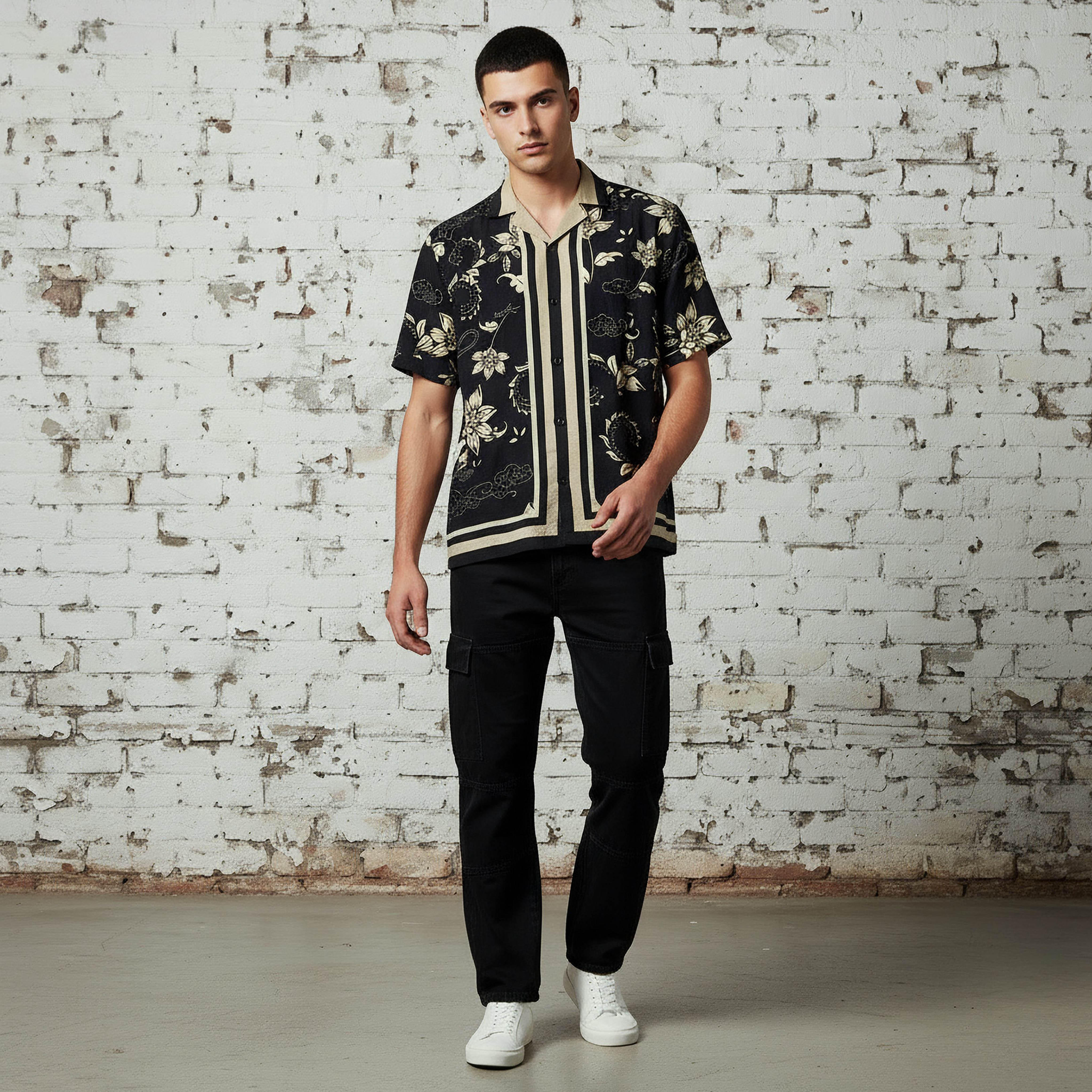 Lee Cooper Men Regular Fit Collared Floral Print Short Sleeve Shirt-men-clothing-shirts-image-2