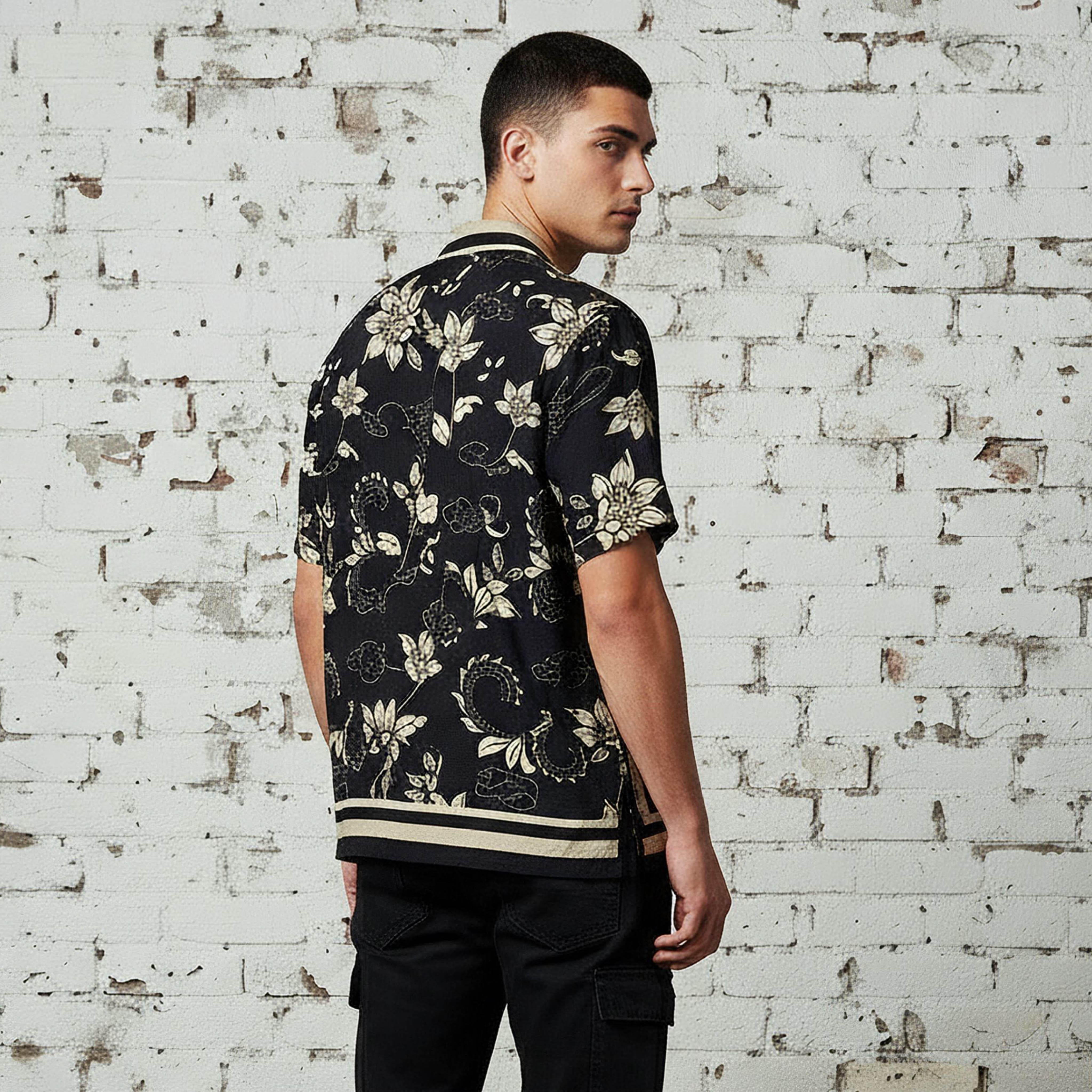 Lee Cooper Men Regular Fit Collared Floral Print Short Sleeve Shirt-men-clothing-shirts-image-3