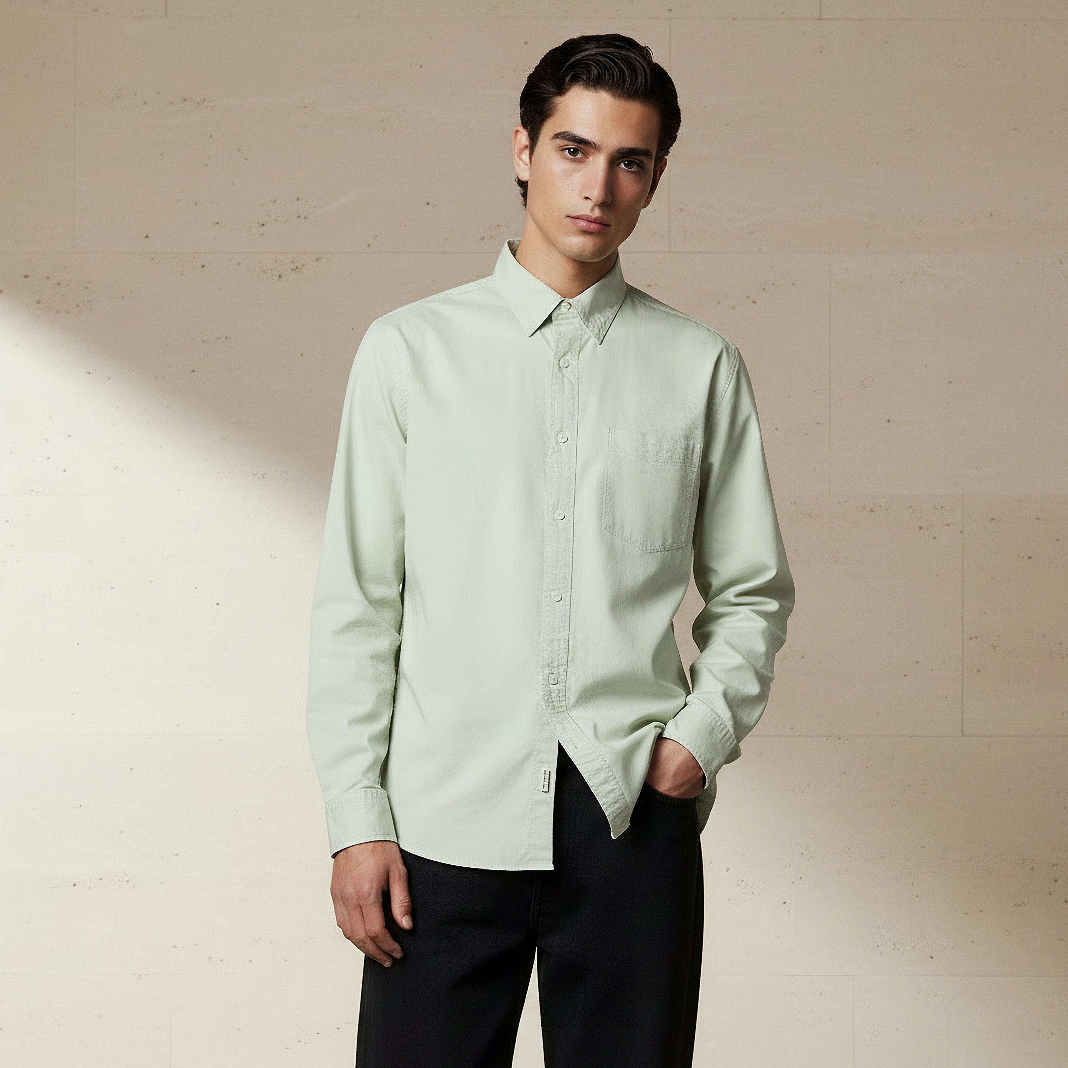 قميص بأكمام طويلة وياقة وقصة عادية للرجال من لي كوبر-men-clothing-shirts-image-4