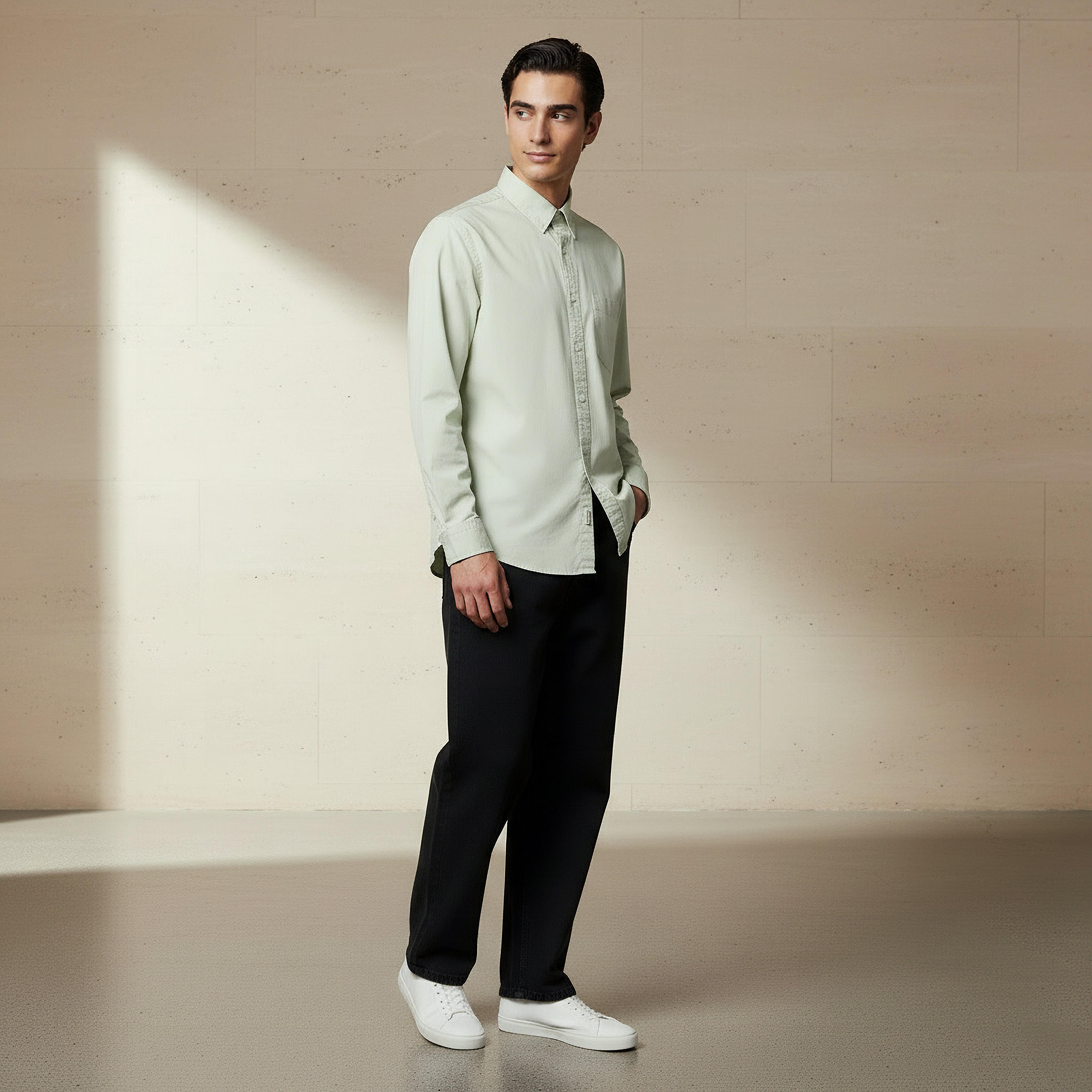 قميص بأكمام طويلة وياقة وقصة عادية للرجال من لي كوبر-men-clothing-shirts-image-3