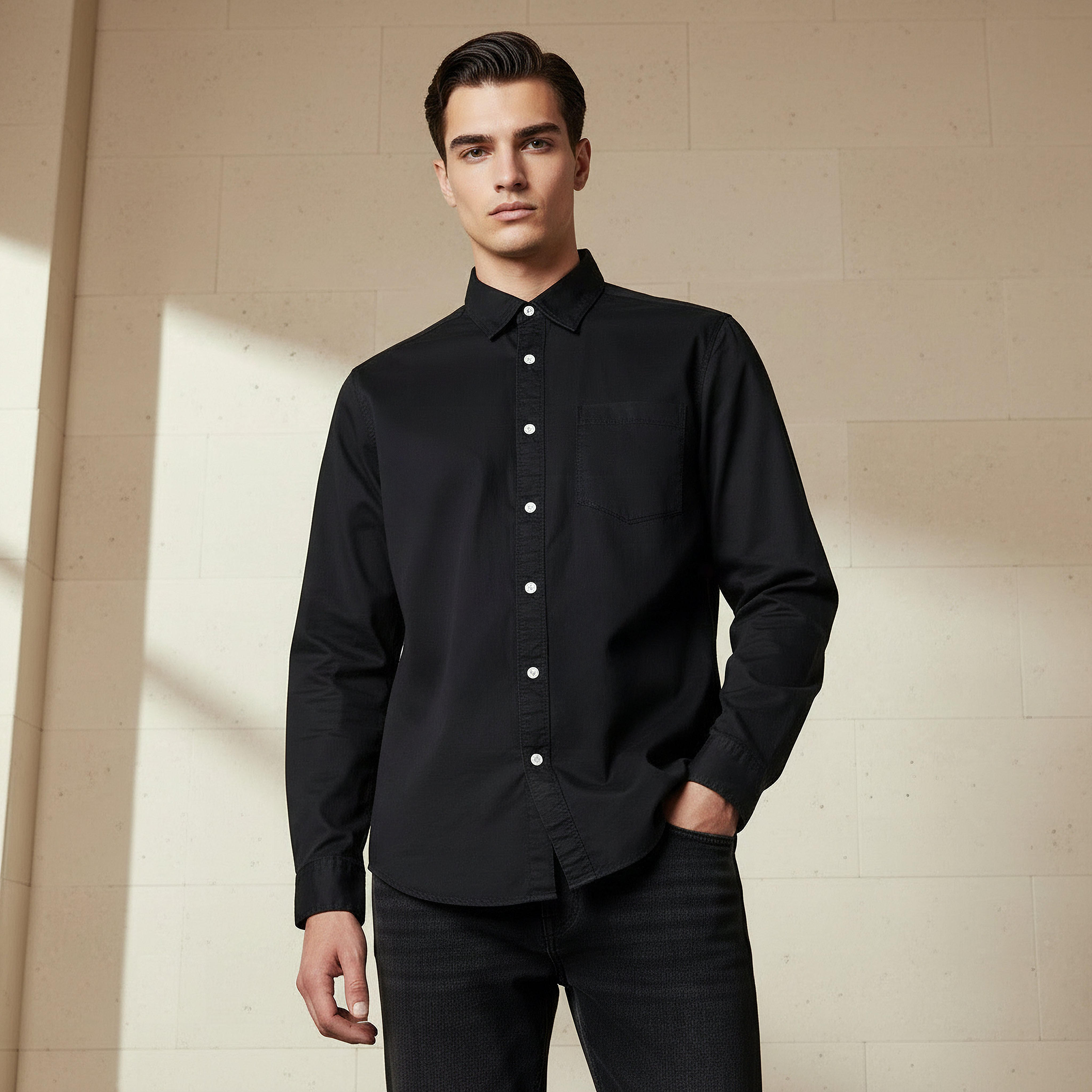 Lee Cooper Men Regular Fit Collared Long Sleeve Shirt-men-clothing-shirts-image-1