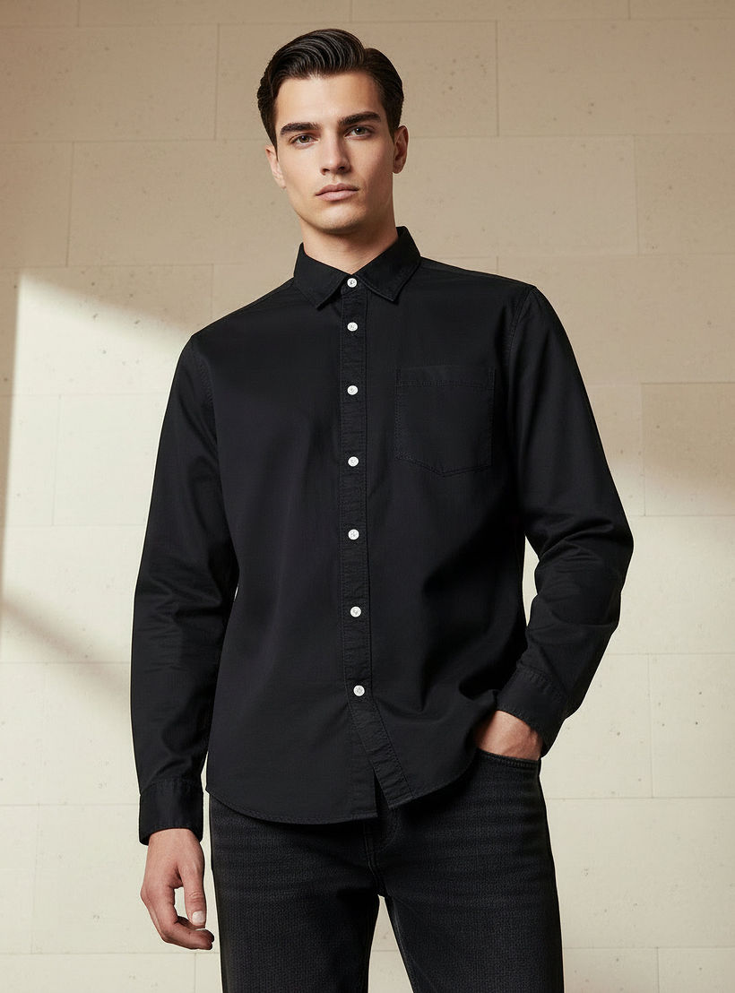 Lee Cooper Men Regular Fit Collared Long Sleeve Shirt-men-clothing-shirts-image-1