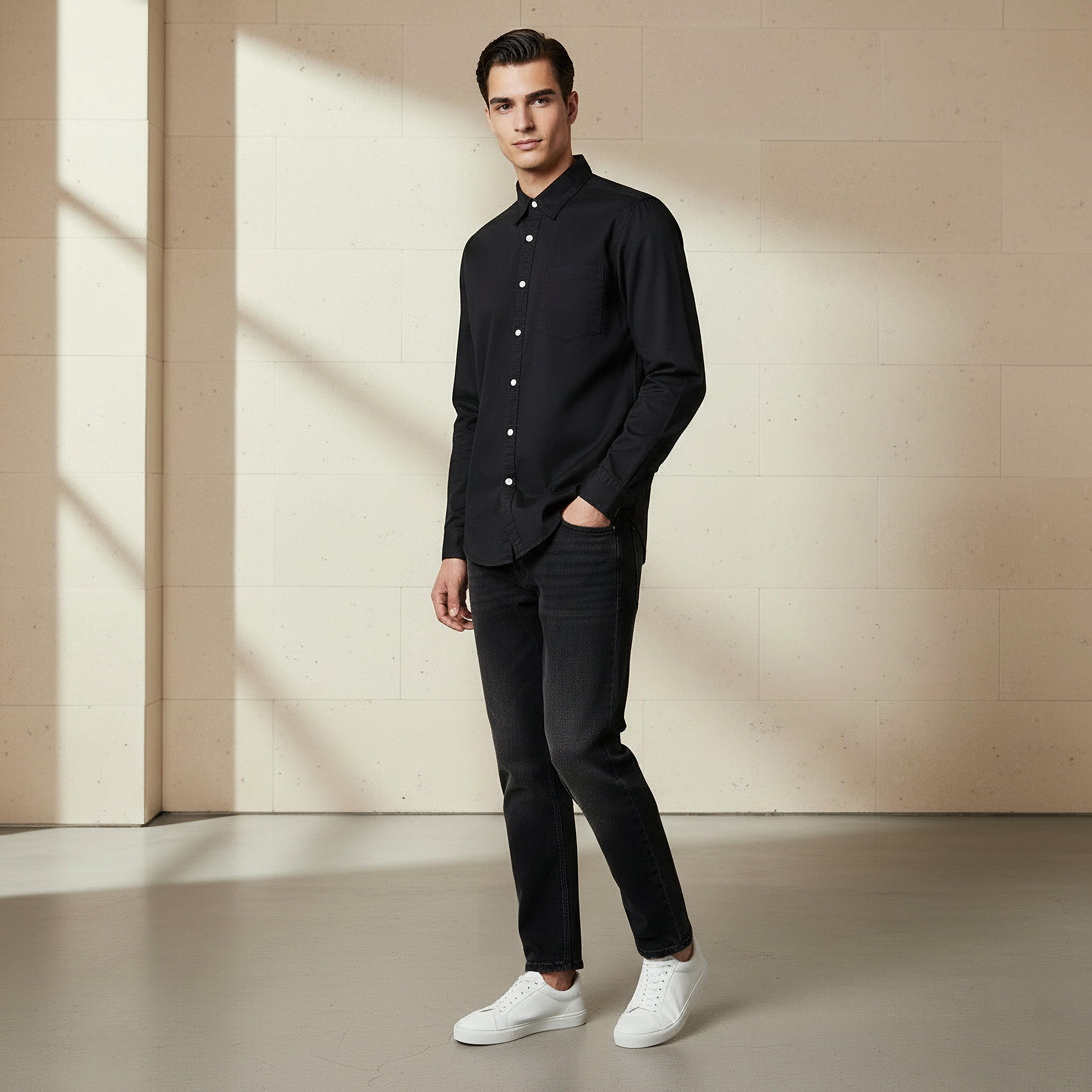 Lee Cooper Men Regular Fit Collared Long Sleeve Shirt-men-clothing-shirts-image-2